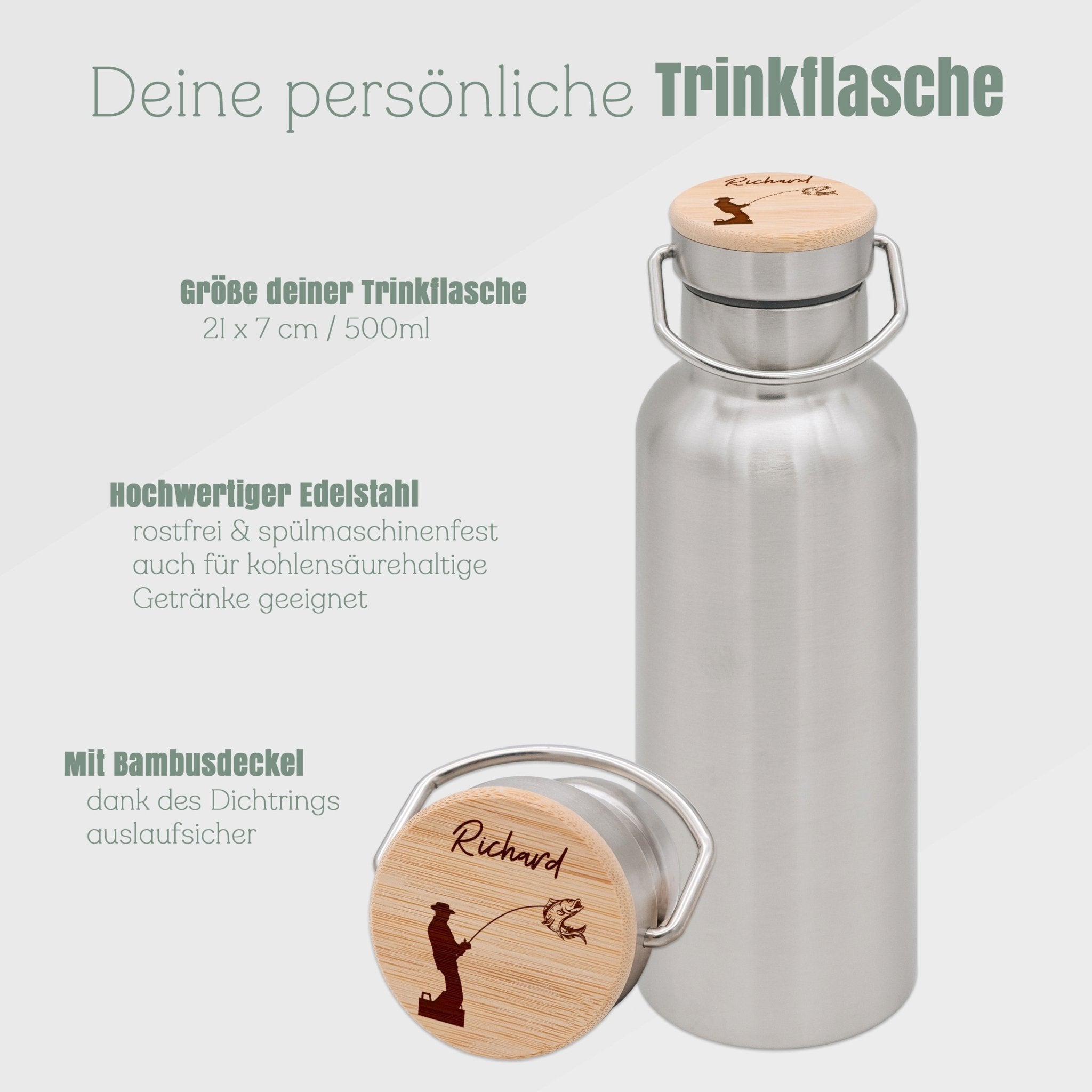 Trinkflasche Edelstahl - Angler - Abenteuernah