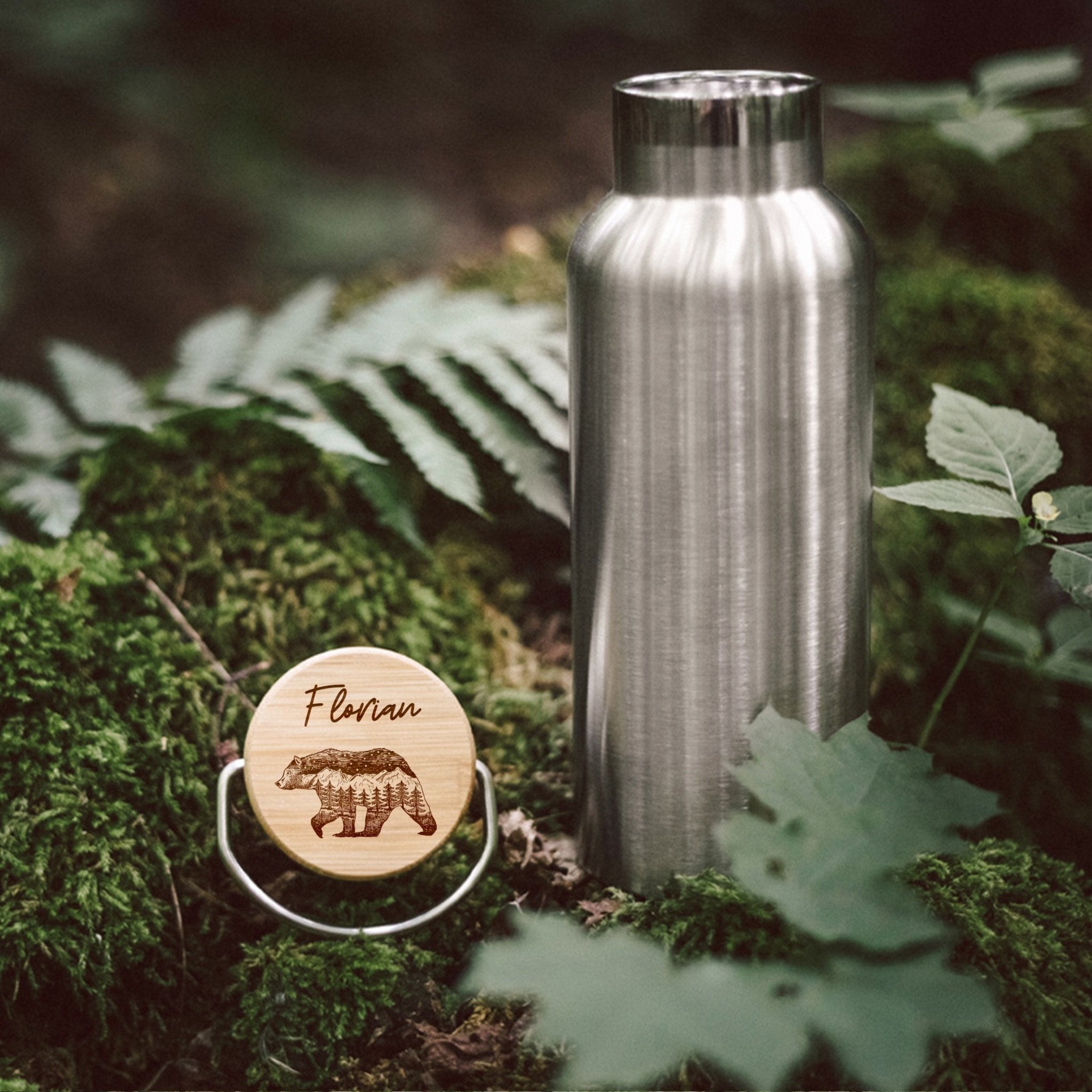Trinkflasche Edelstahl - Bär Berge - Abenteuernah