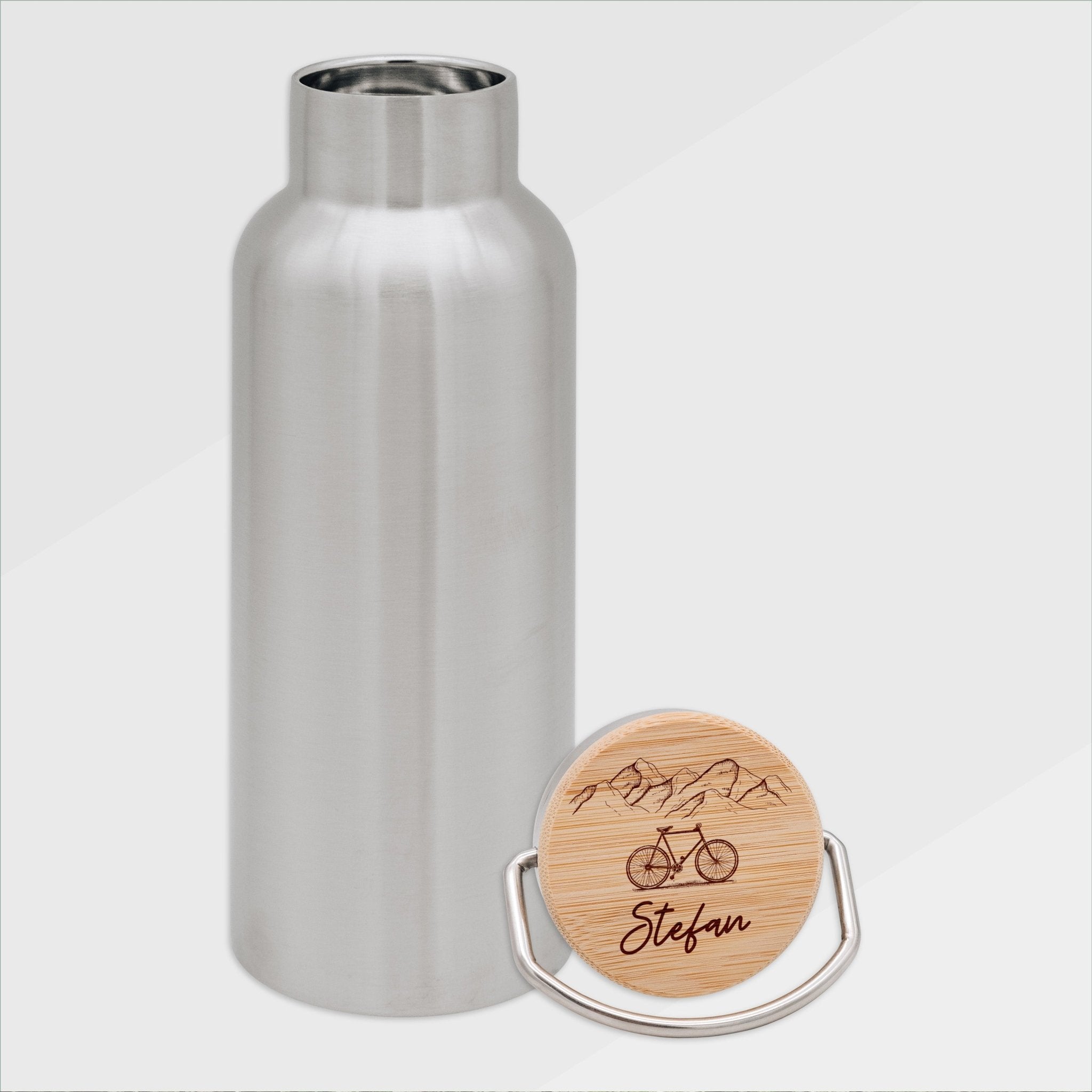Trinkflasche Edelstahl - Fahrrad Berge - Abenteuernah
