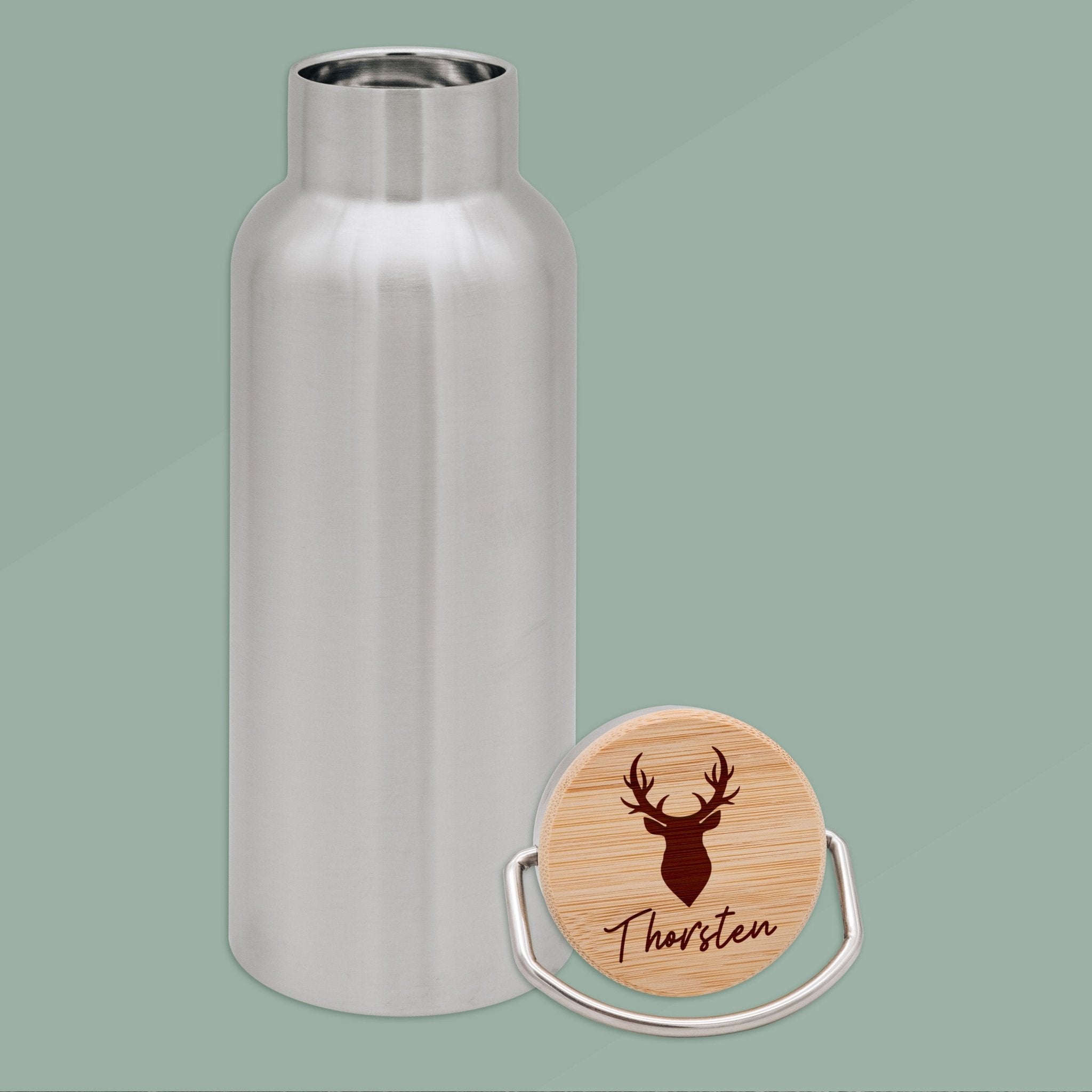 Trinkflasche Edelstahl - Hirschkopf - Abenteuernah