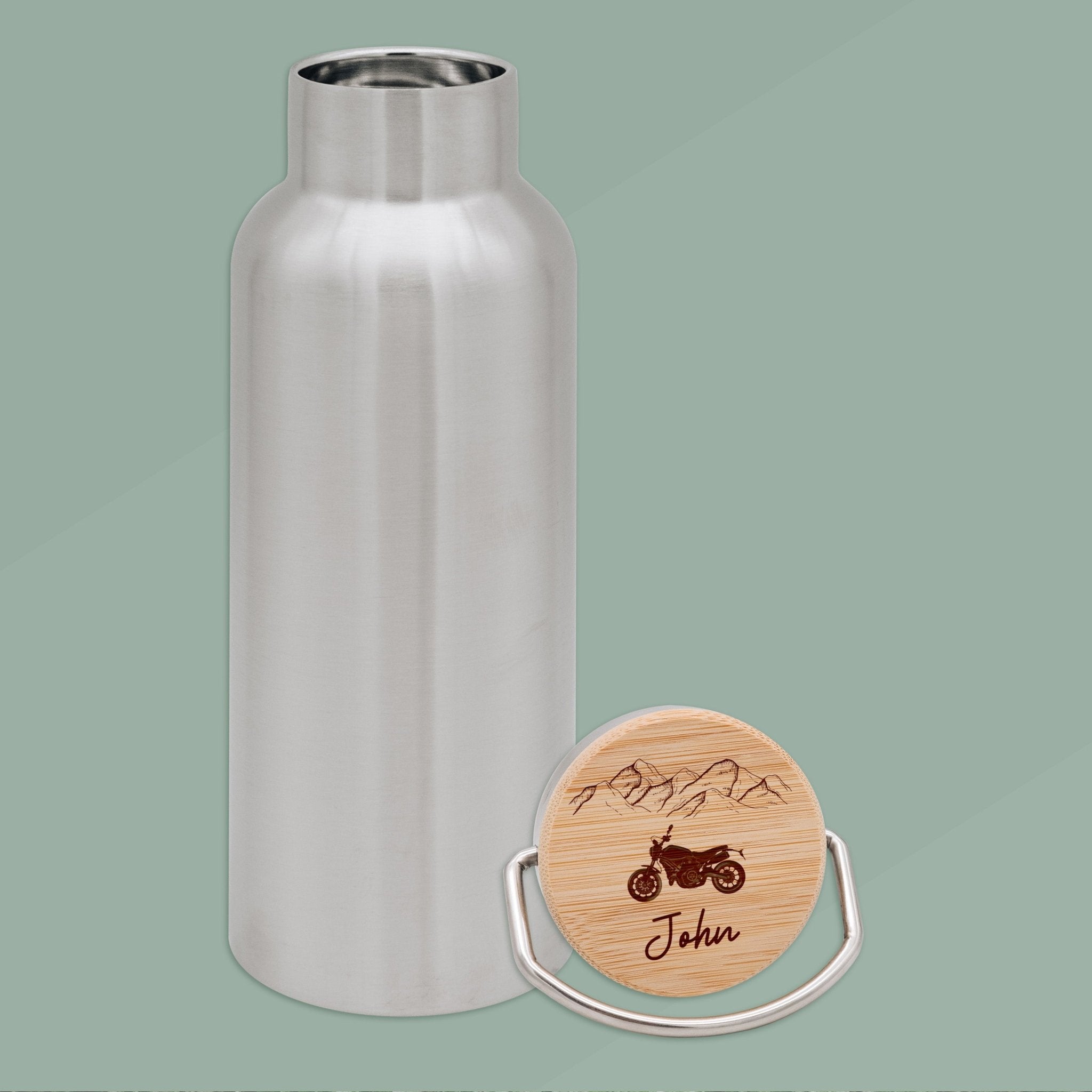 Trinkflasche Edelstahl - Motorrad Berge - Abenteuernah