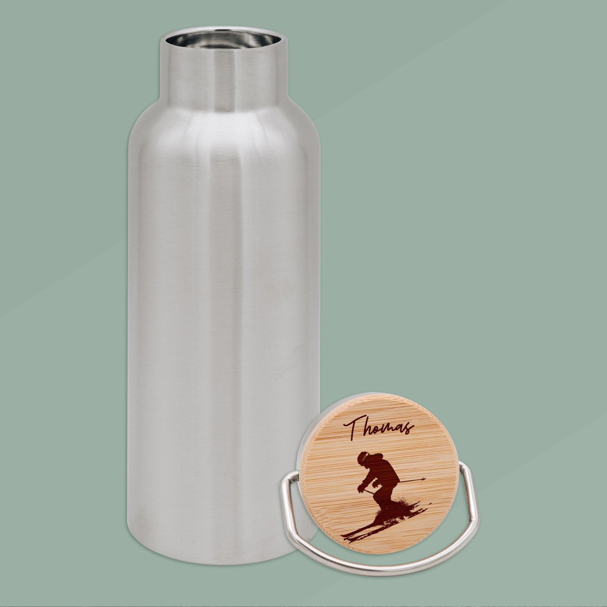 Trinkflasche Edelstahl - Ski - Abenteuernah