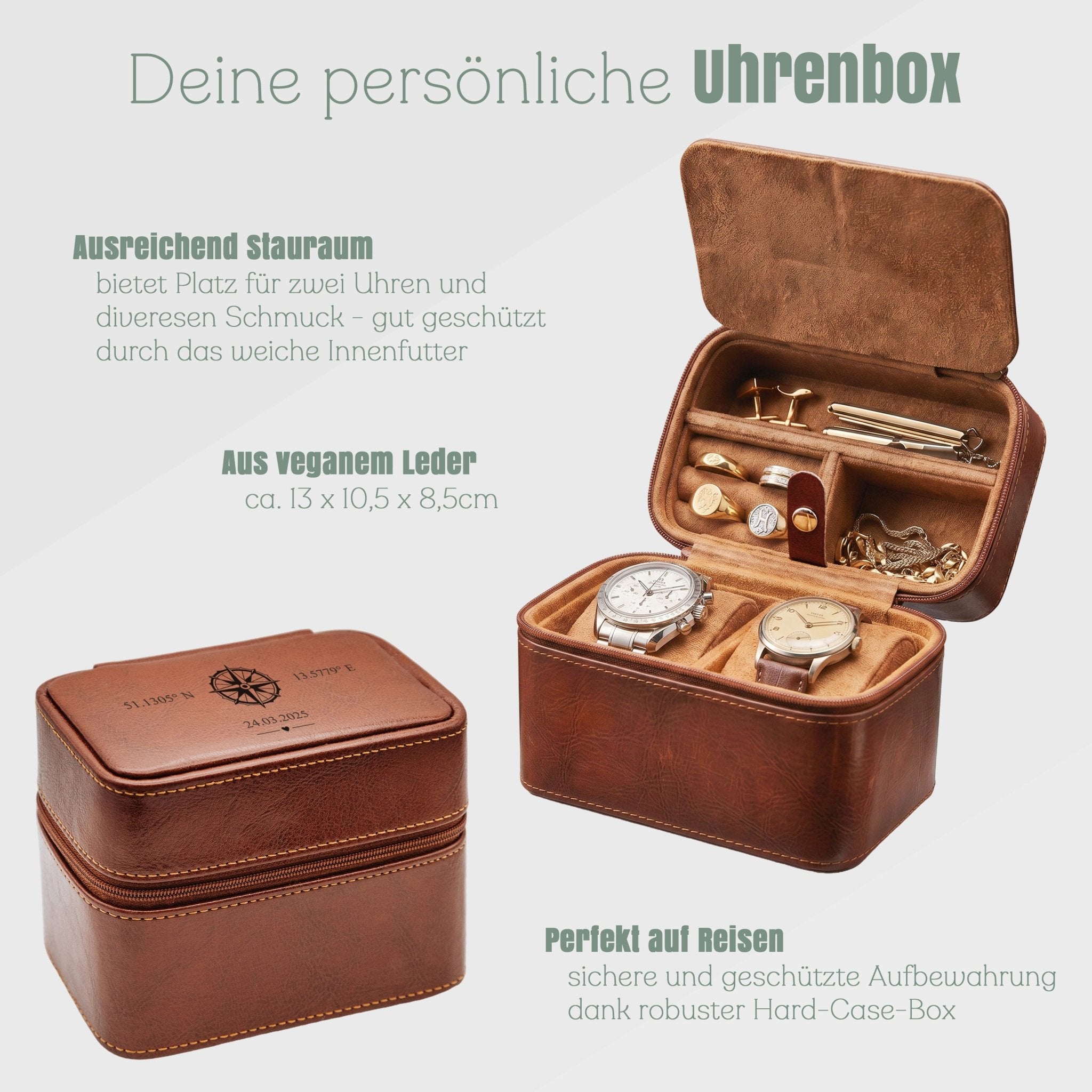 Uhrenbox personalisiert - Kompass - Abenteuernah