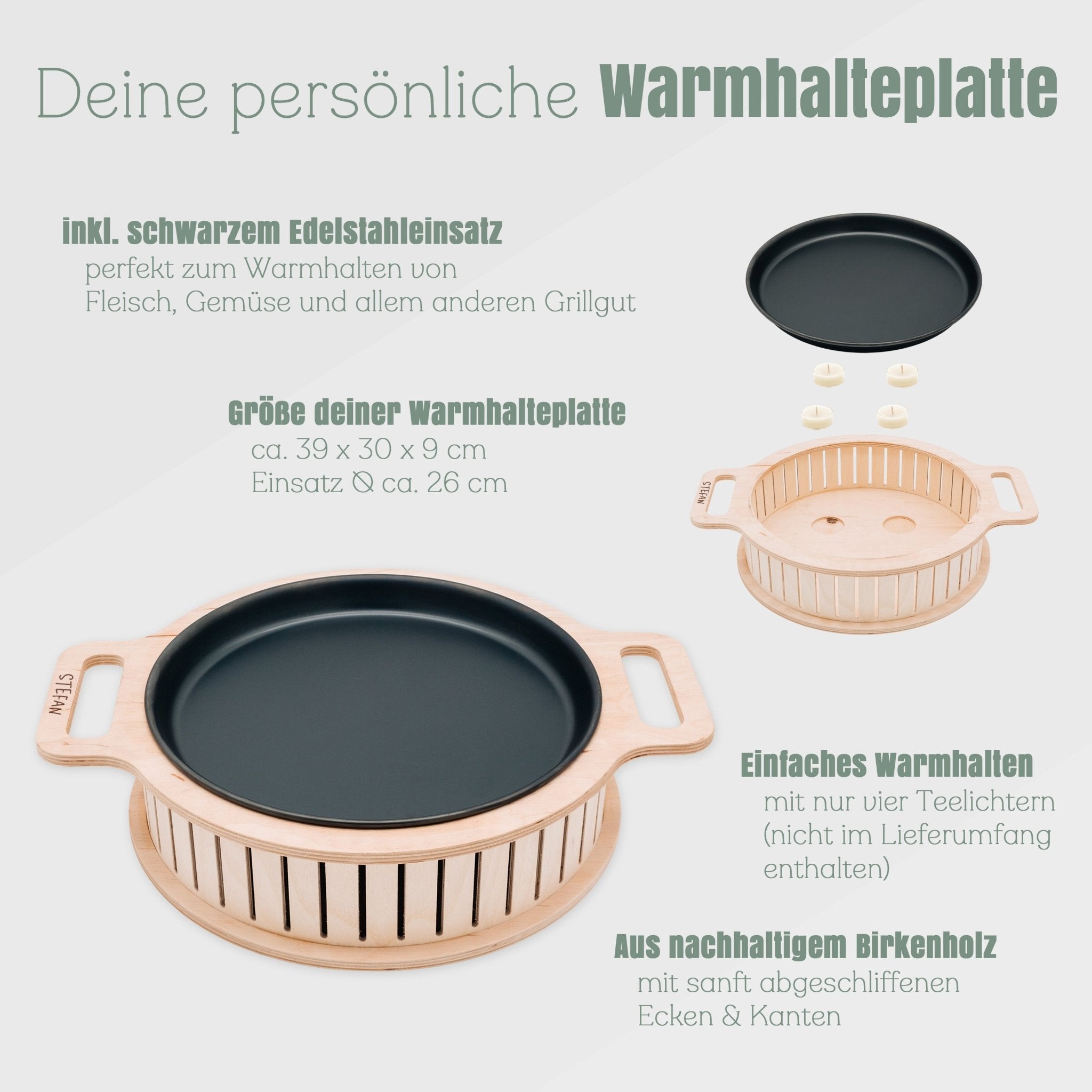 Warmhalteplatte rund - Name - Abenteuernah