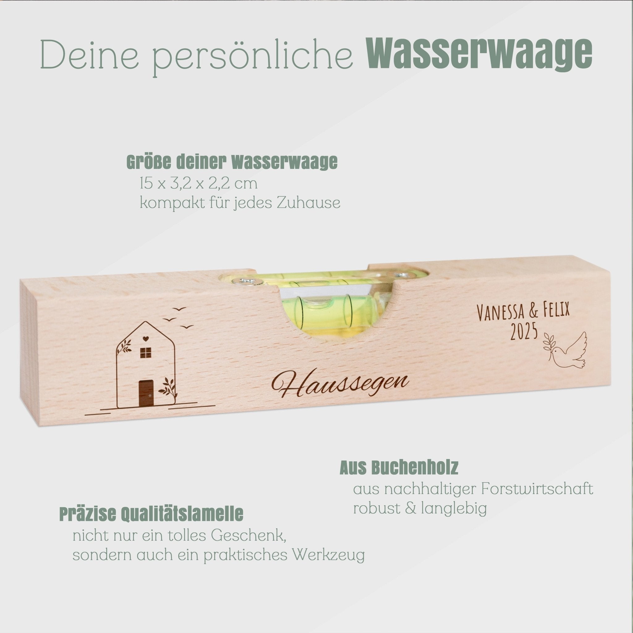 Wasserwaage Holz - Haussegen - Abenteuernah