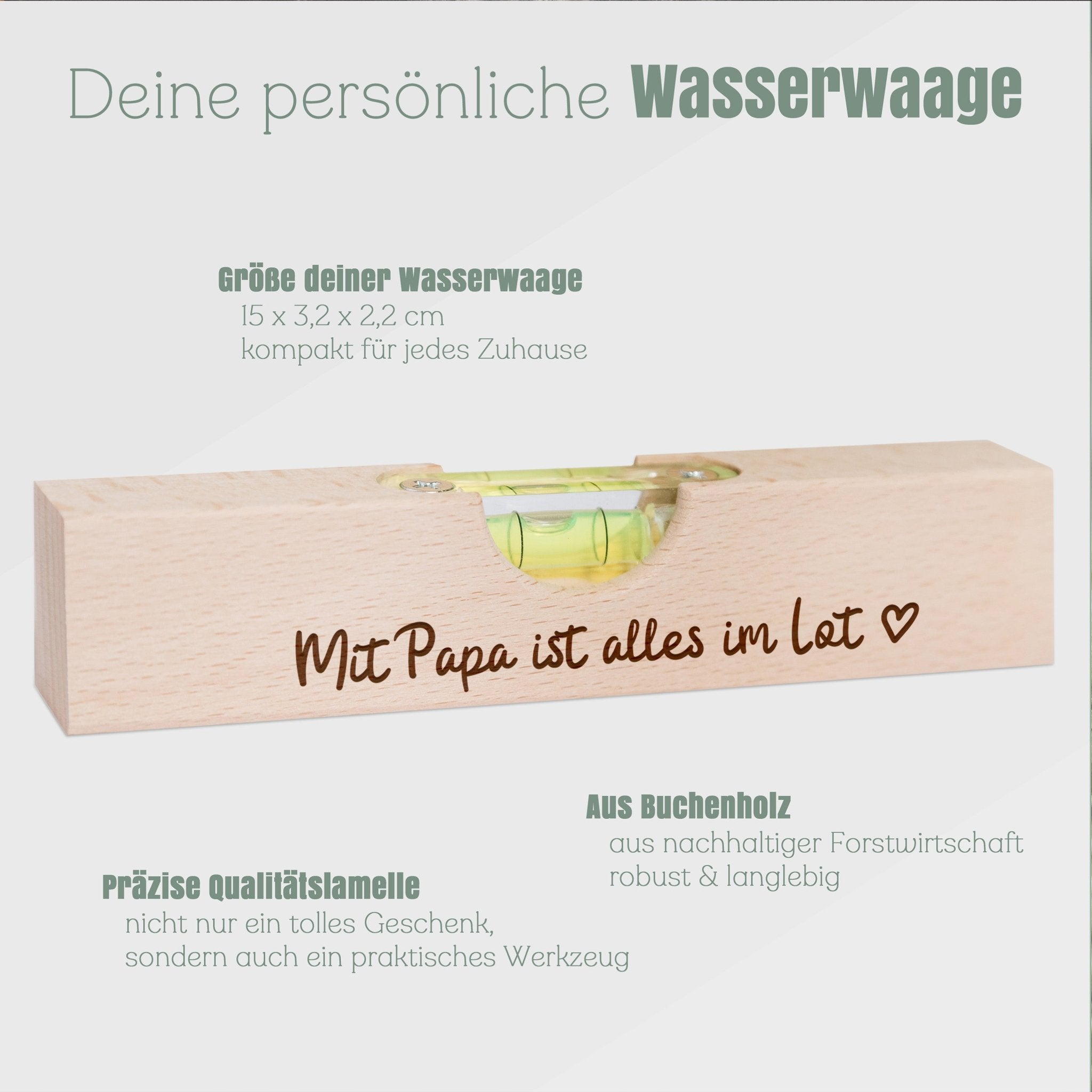 Wasserwaage Holz - Mit Papa ist alles im Lot - Abenteuernah