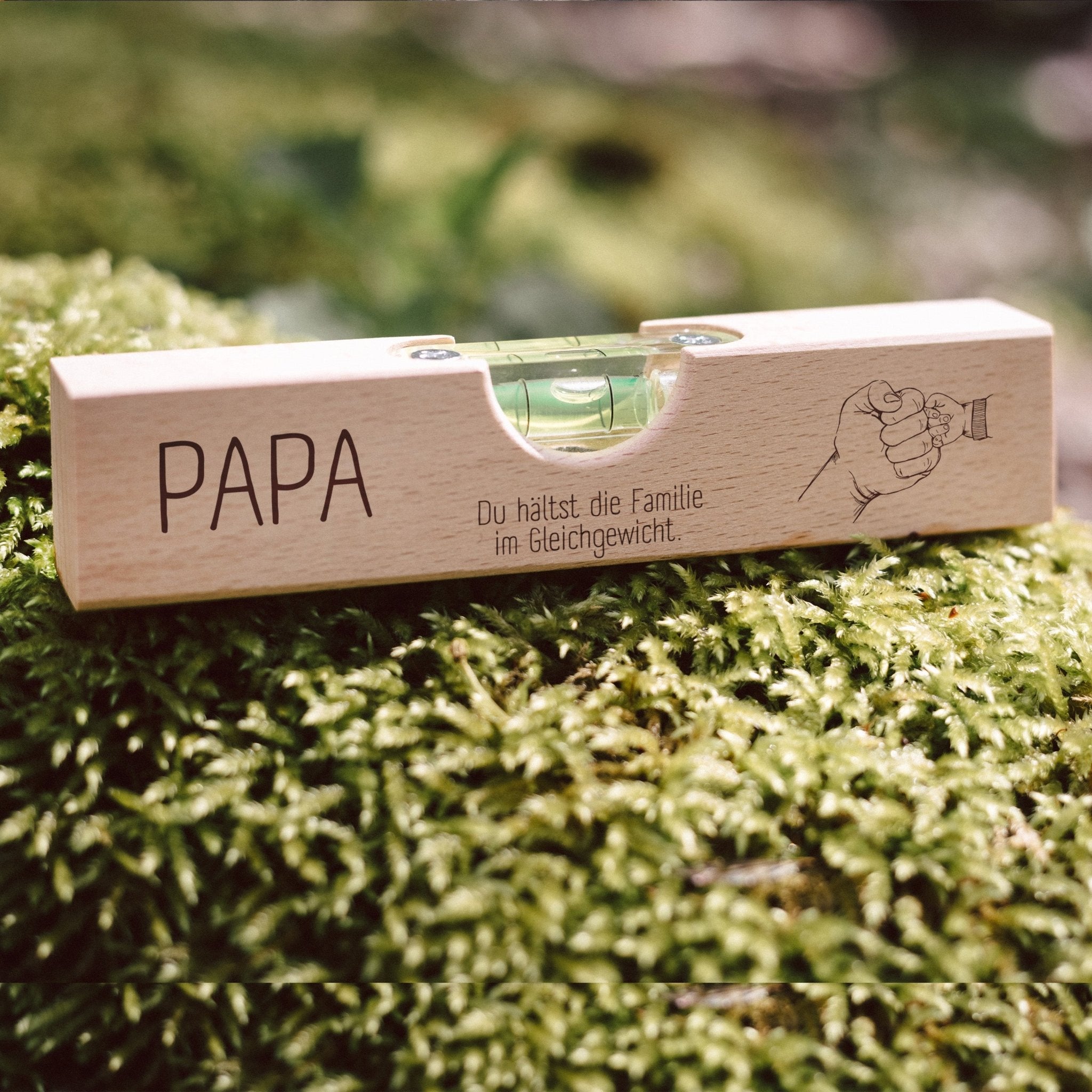 Wasserwaage Holz - Papa, du hältst die Familie im Gleichgewicht - Abenteuernah
