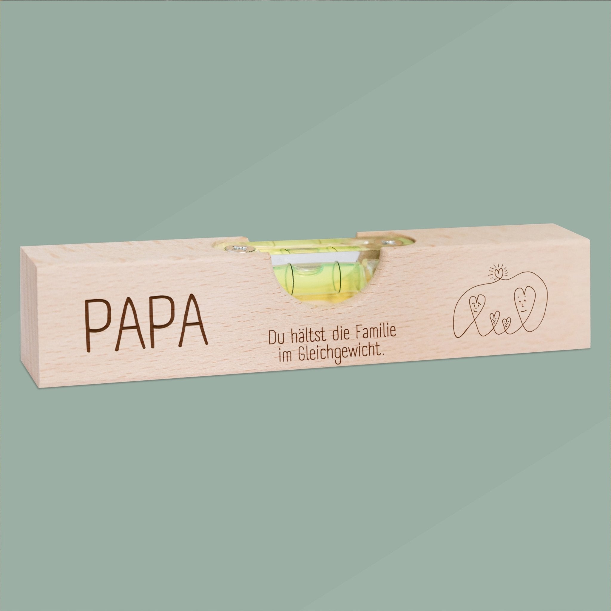Wasserwaage Holz - Papa, du hältst die Familie im Gleichgewicht - Abenteuernah