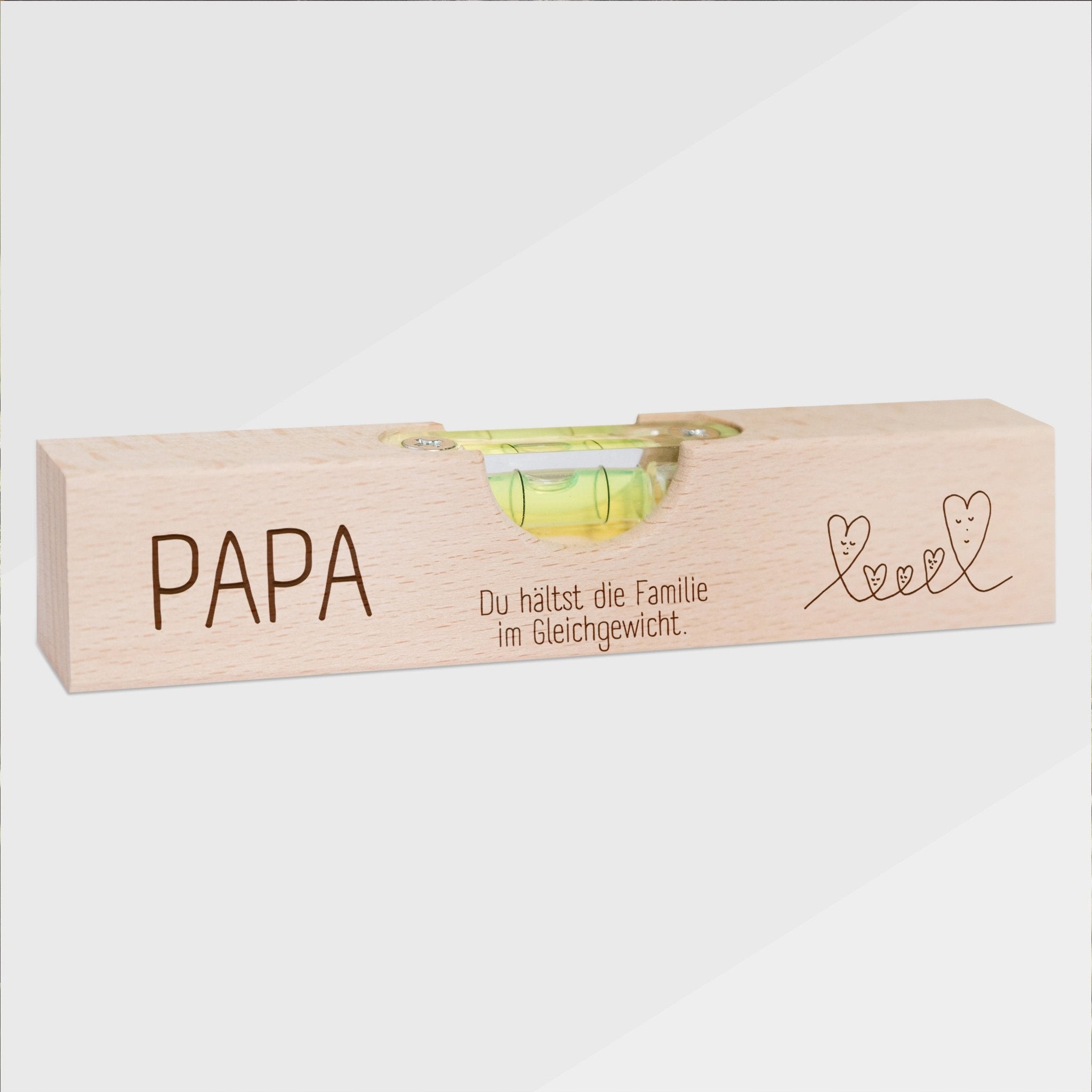 Wasserwaage Holz - Papa, du hältst die Familie im Gleichgewicht - Abenteuernah