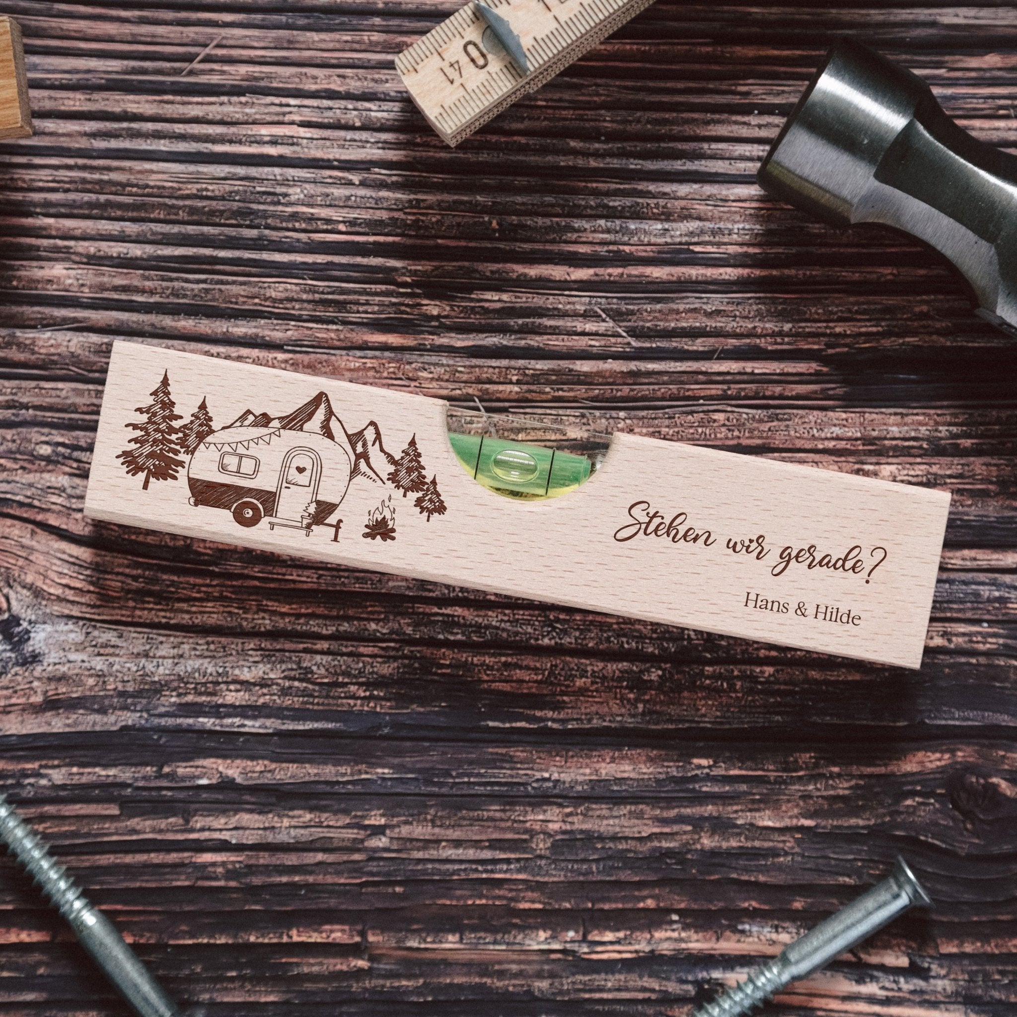 Wasserwaage Holz - Wohnwagen - Abenteuernah