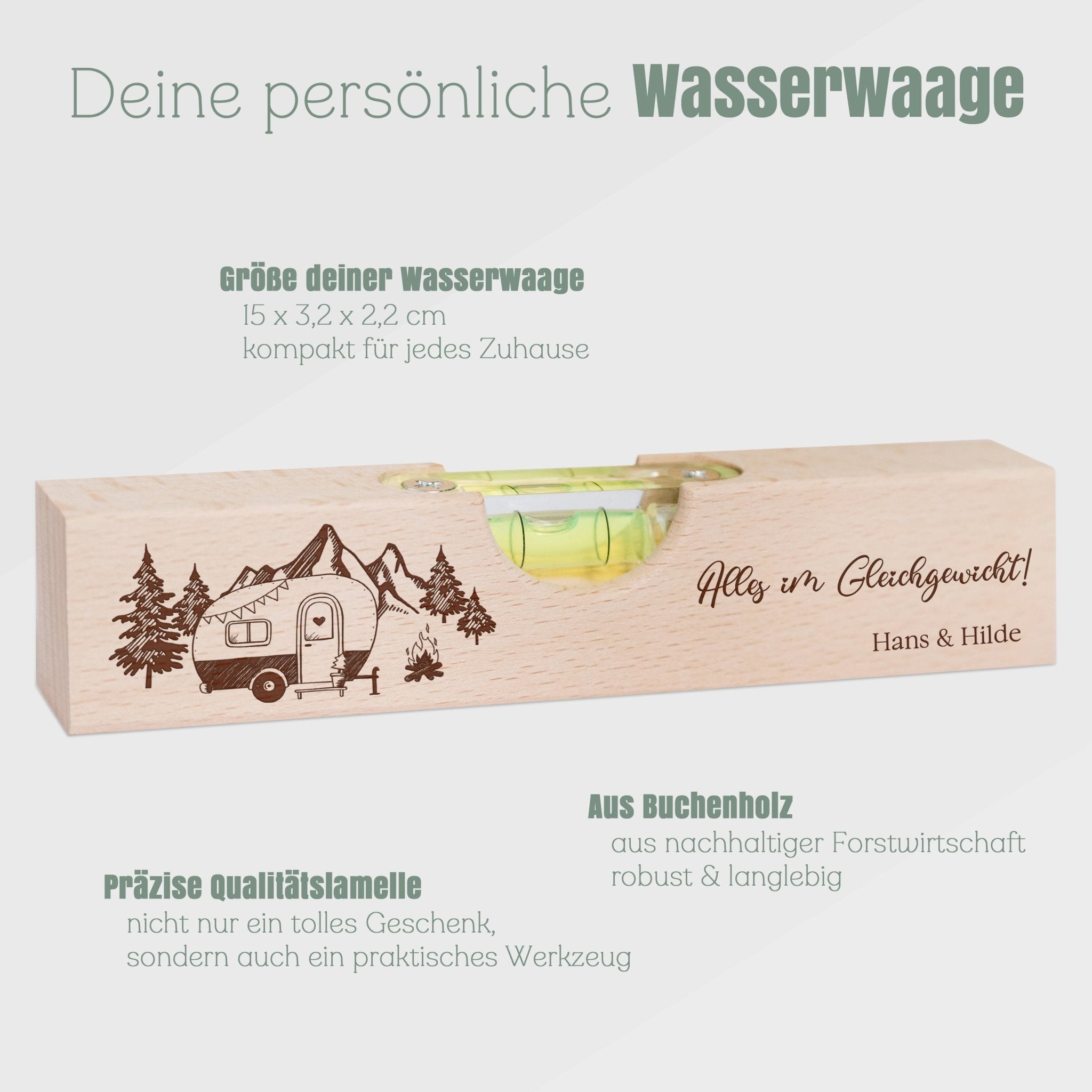 Wasserwaage Holz - Wohnwagen - Abenteuernah