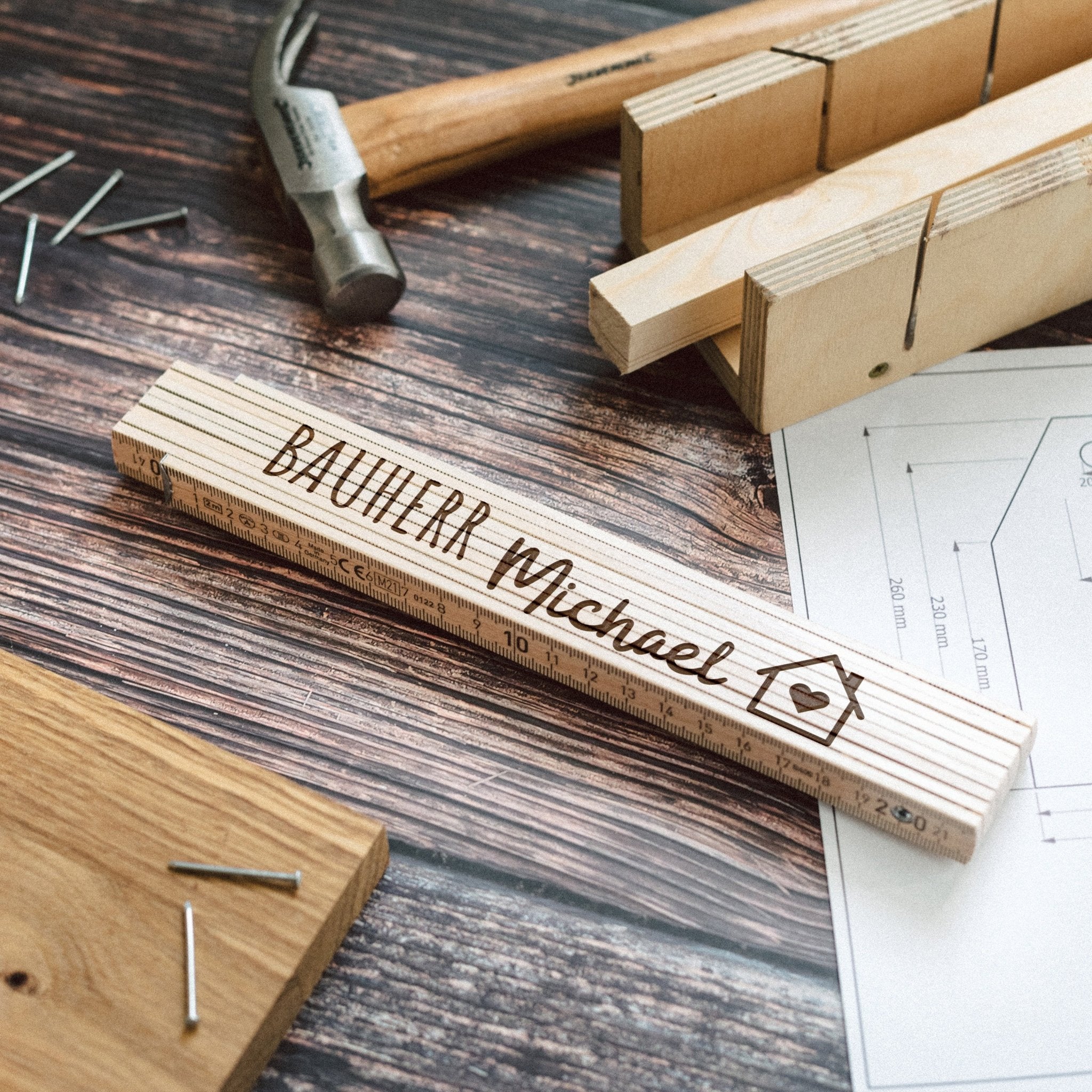 Zollstock personalisiert - Bauherr - Abenteuernah