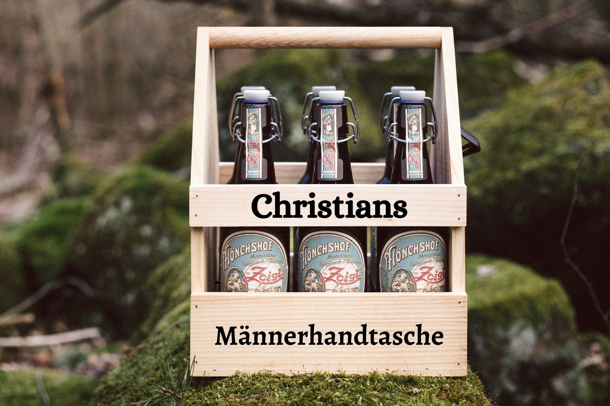 Bierträger Holz - Männerhandtasche mit Name - Abenteuernah
