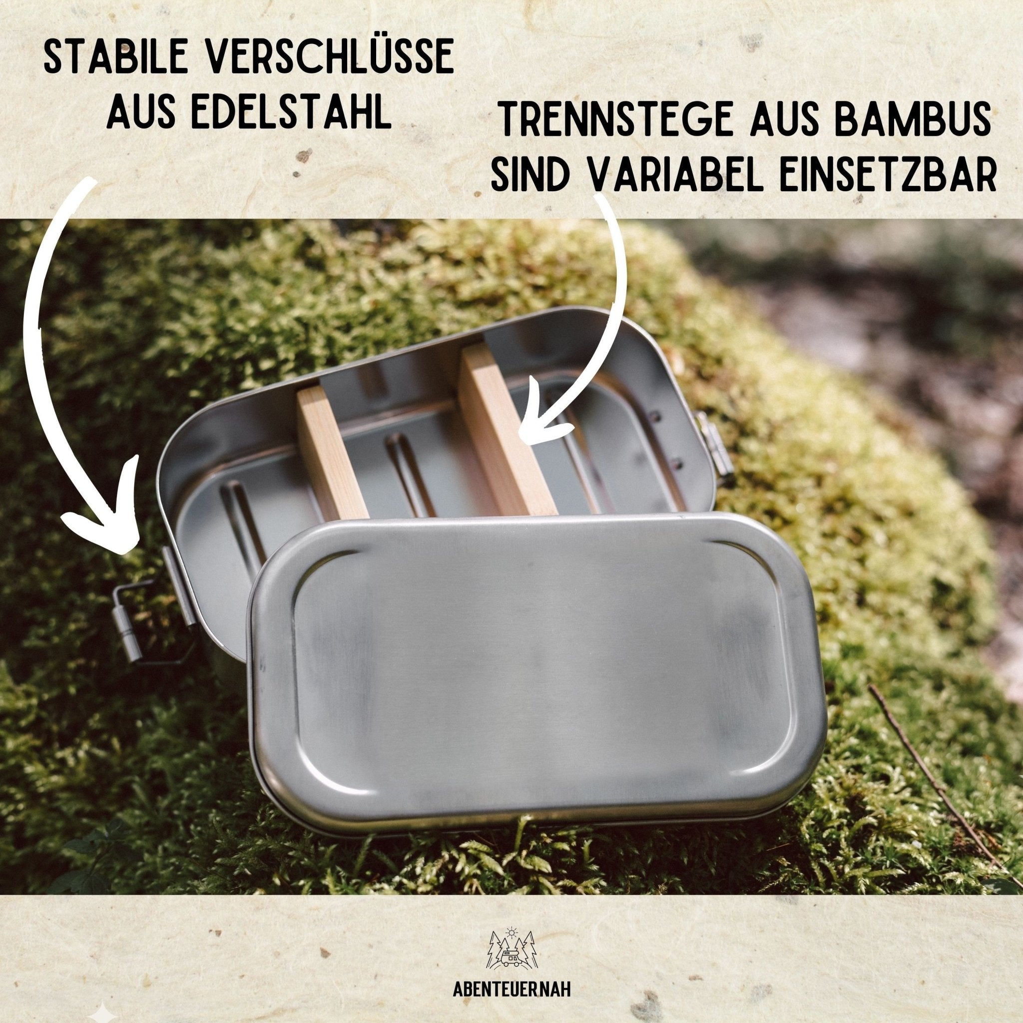 Brotdose Edelstahl silber - Hirschkopf - Abenteuernah