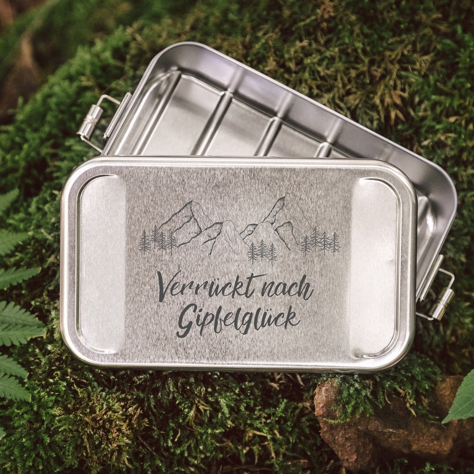 Brotdose Edelstahl silber - Verrückt nach Gipfelglück - Abenteuernah