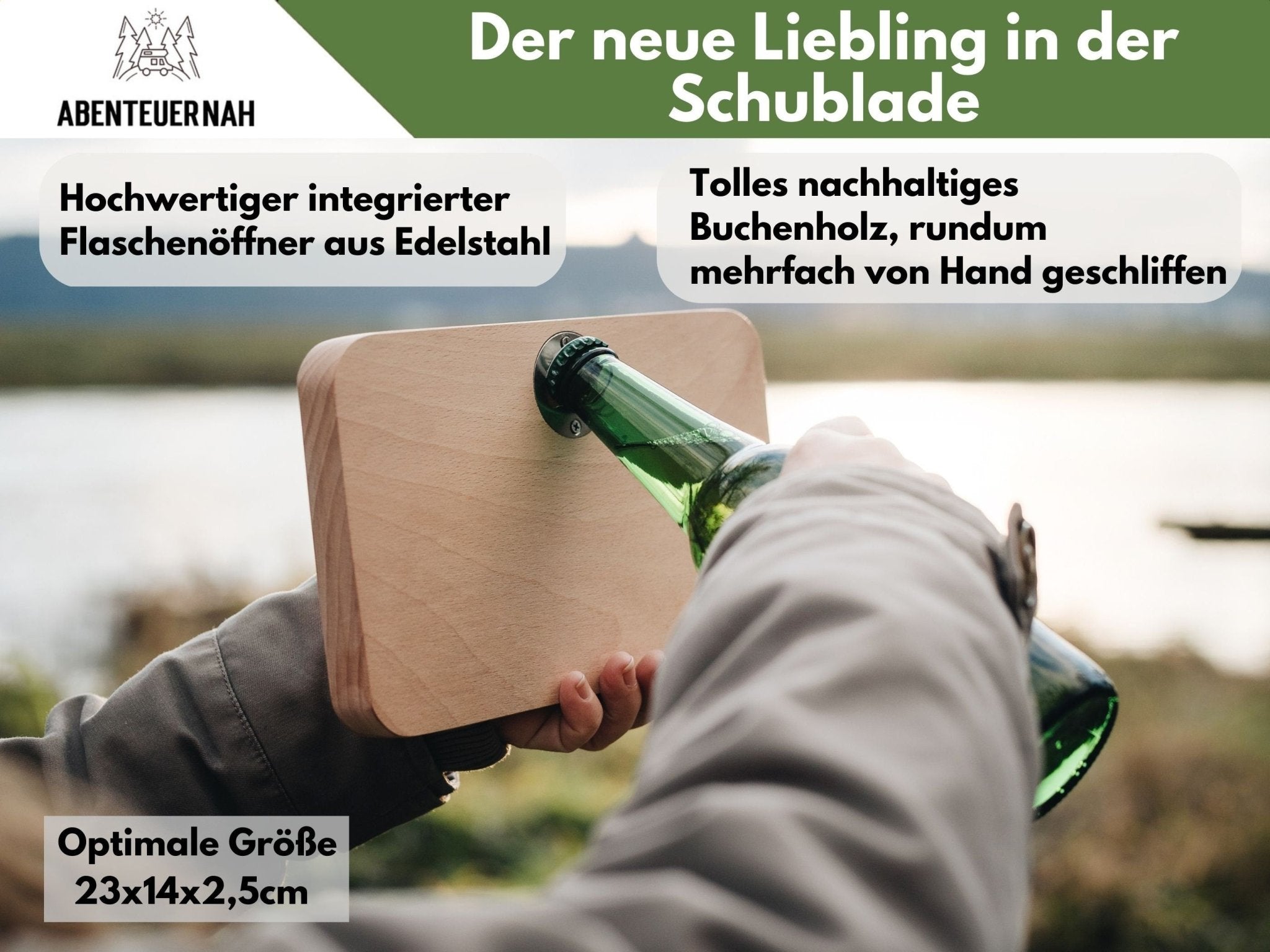 Brotzeitbrett mit Flaschenöffner - Brot Wein Guten Appetit - Abenteuernah