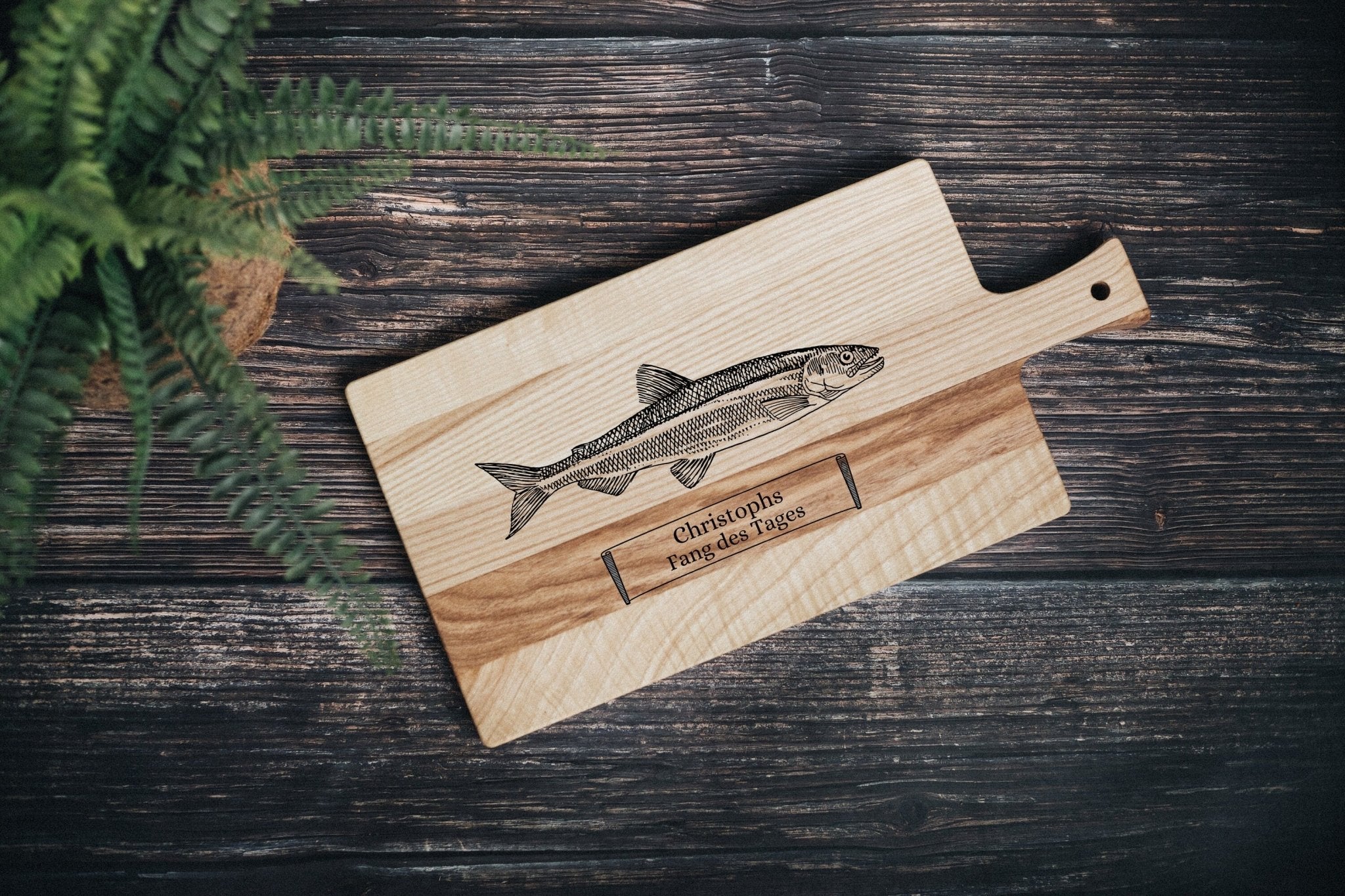 Eschenholz Brett mit Griff - Fang des Tages - Abenteuernah