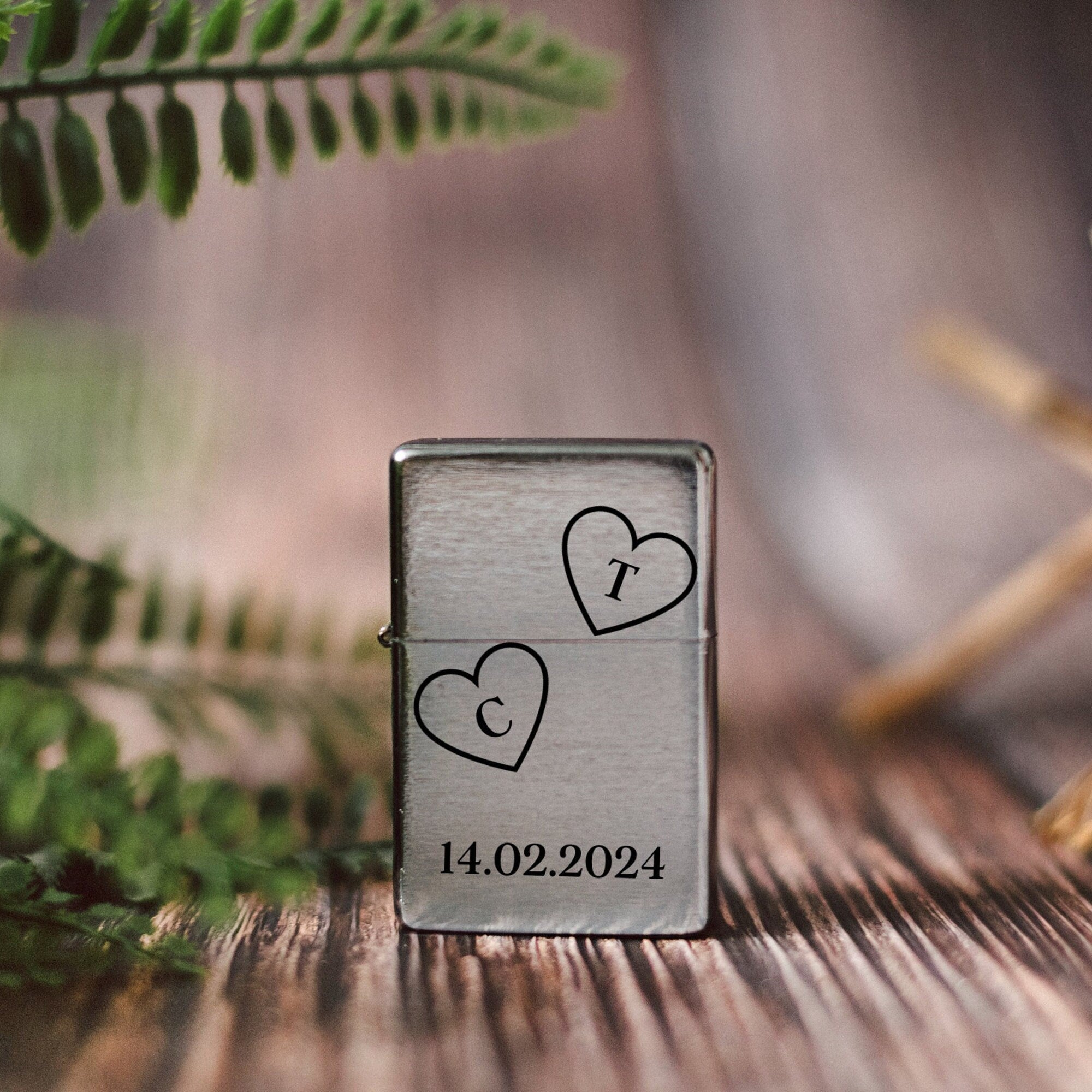 Feuerzeug Edelstahl - 2 Herzen - Abenteuernah