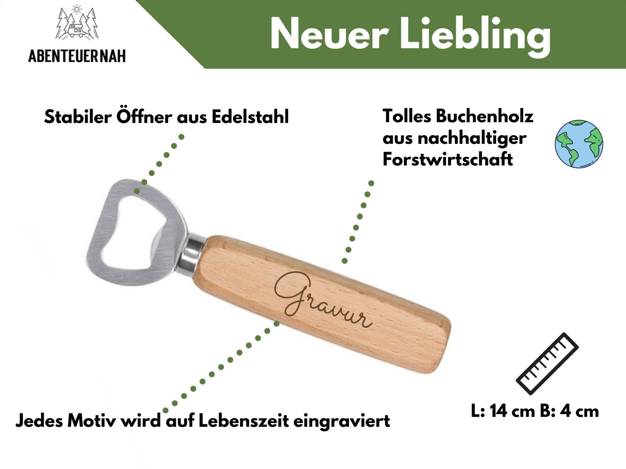 Flaschenöffner Holz - Bester Papa - Abenteuernah