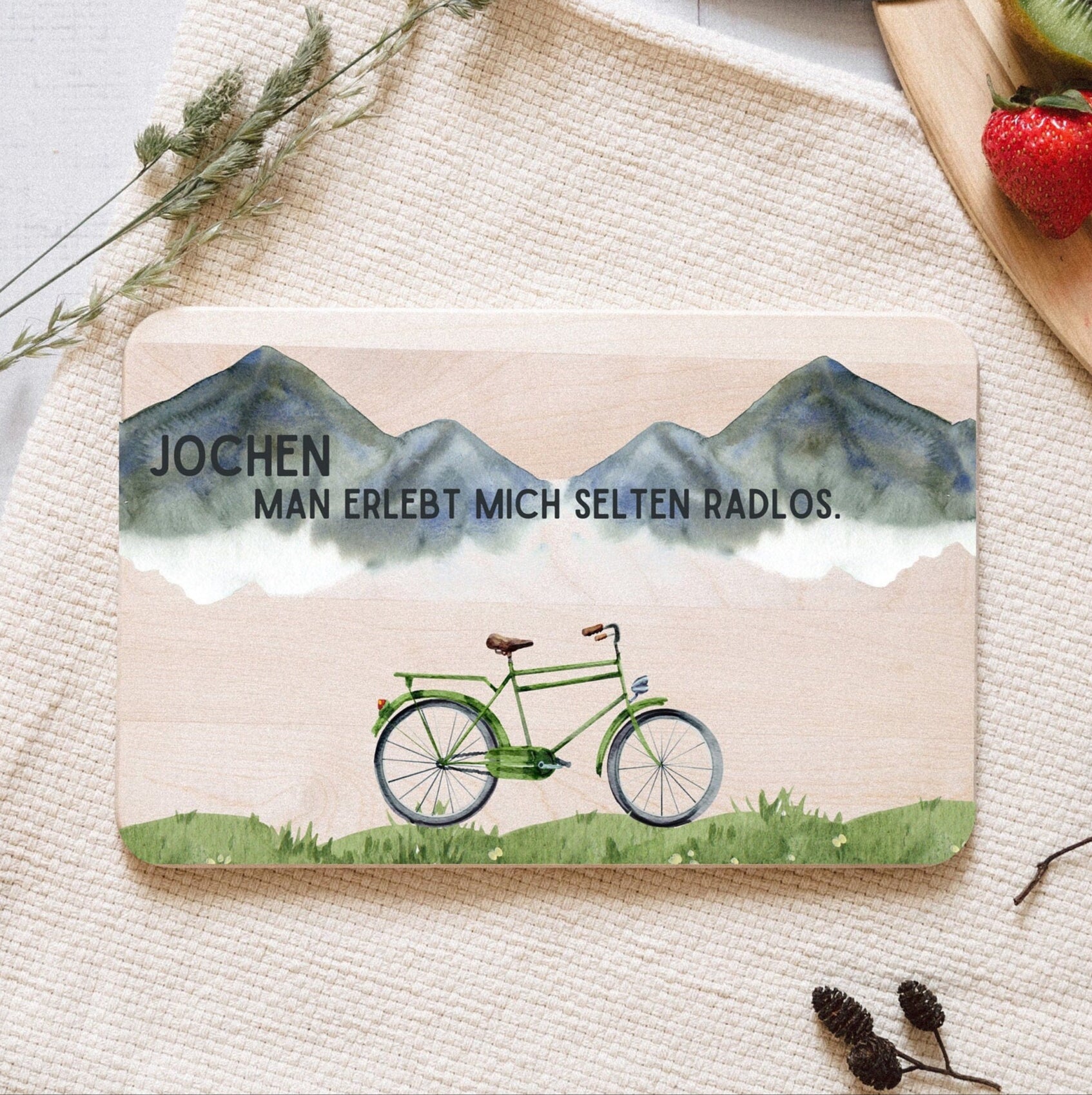 Frühstücksbrett Holz - Selten Radlos Farbig - Abenteuernah