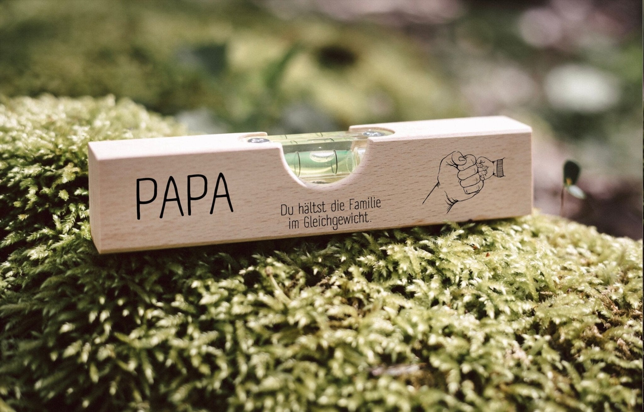 Geschenkset "Papa mein Superheld" - Wasserwaage, Zollstock, Rundes Brett - Abenteuernah
