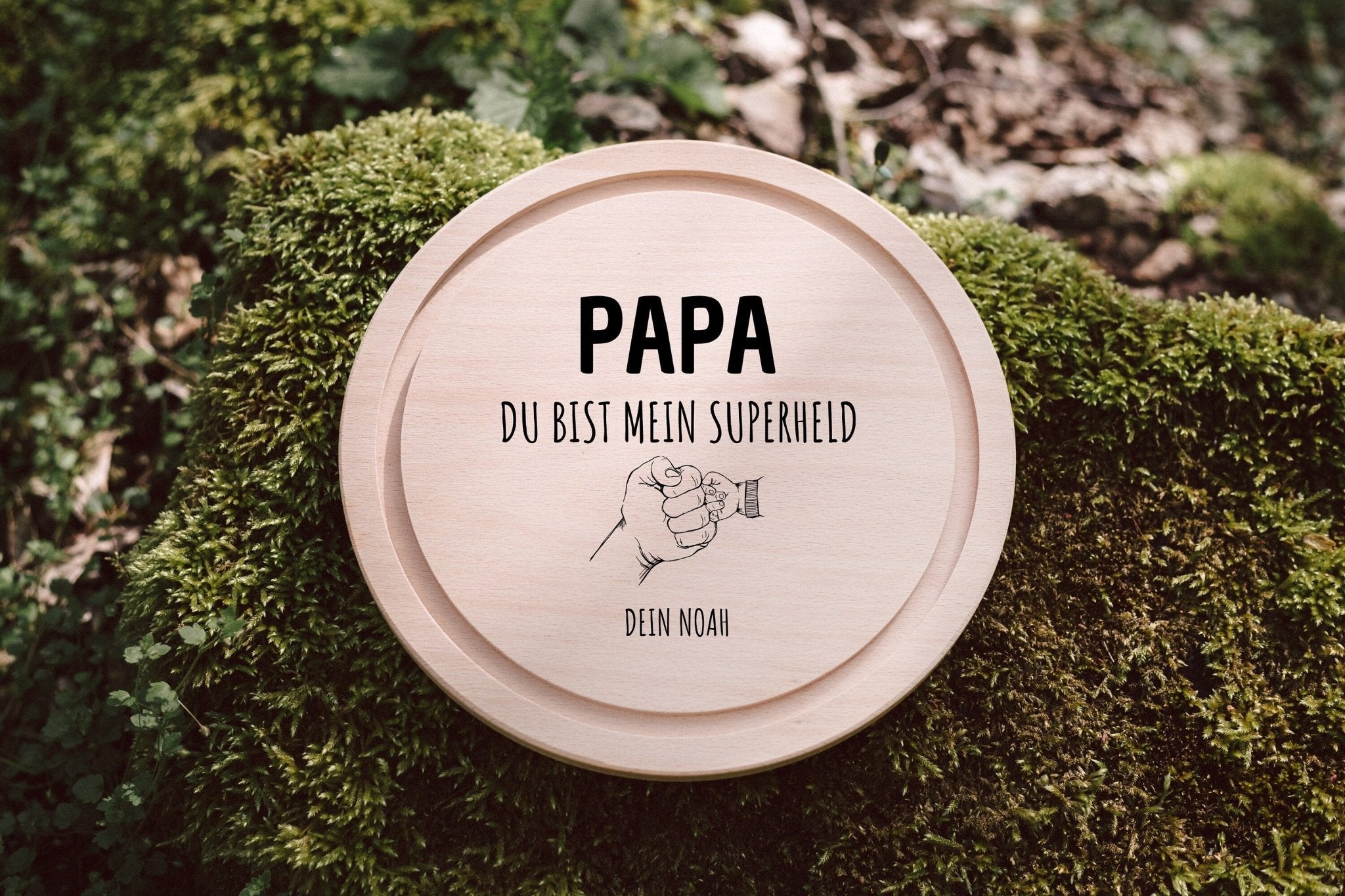 Geschenkset "Papa mein Superheld" - Wasserwaage, Zollstock, Rundes Brett - Abenteuernah