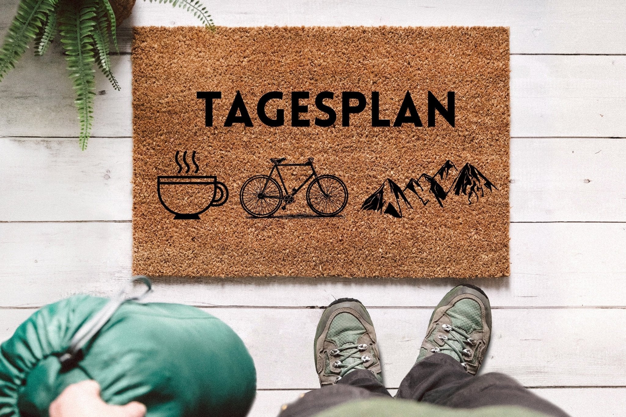 Kokos Fußmatte - Kaffee Fahrrad Berge - Abenteuernah