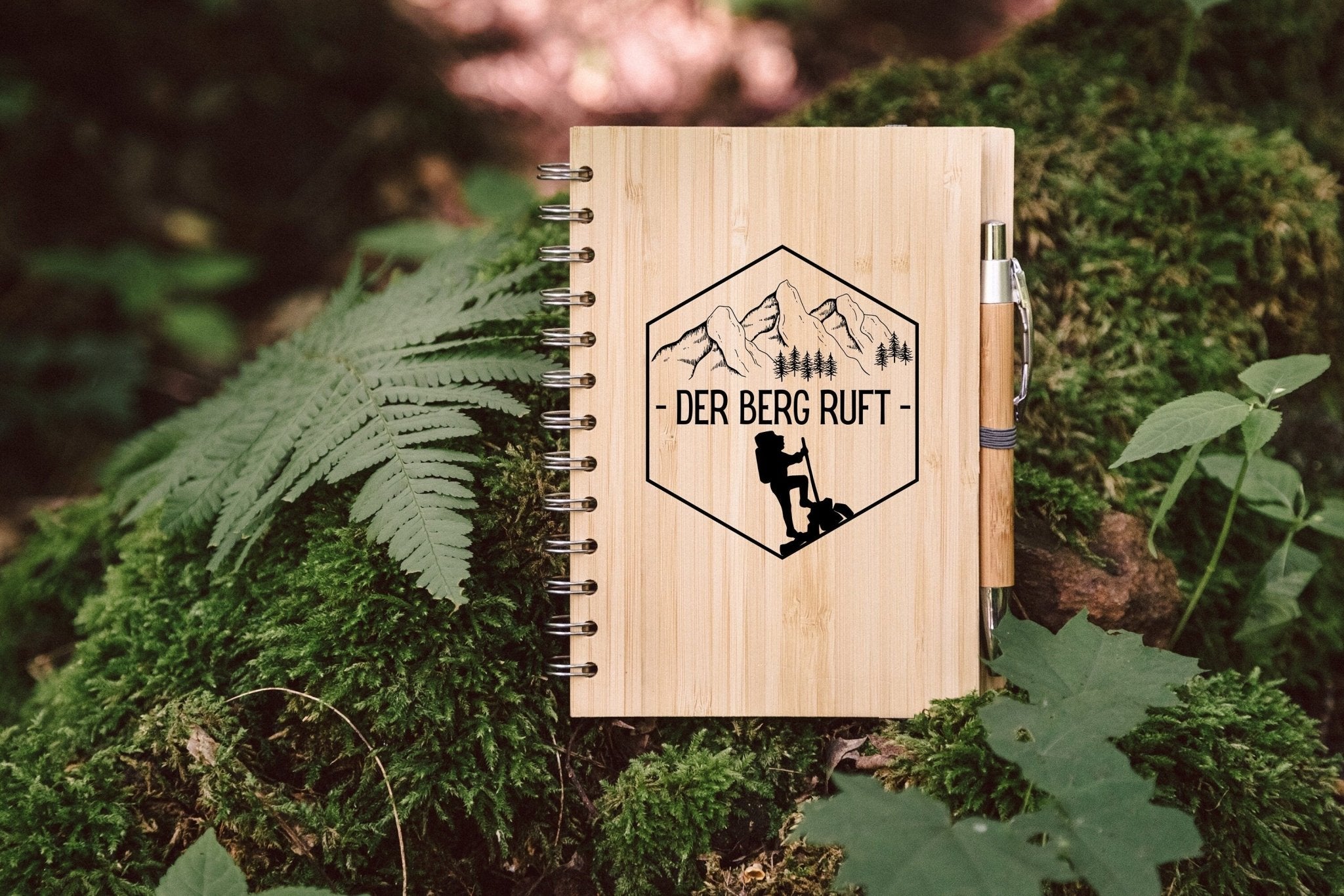 Notizbuch Holz - Der Berg ruft - Abenteuernah