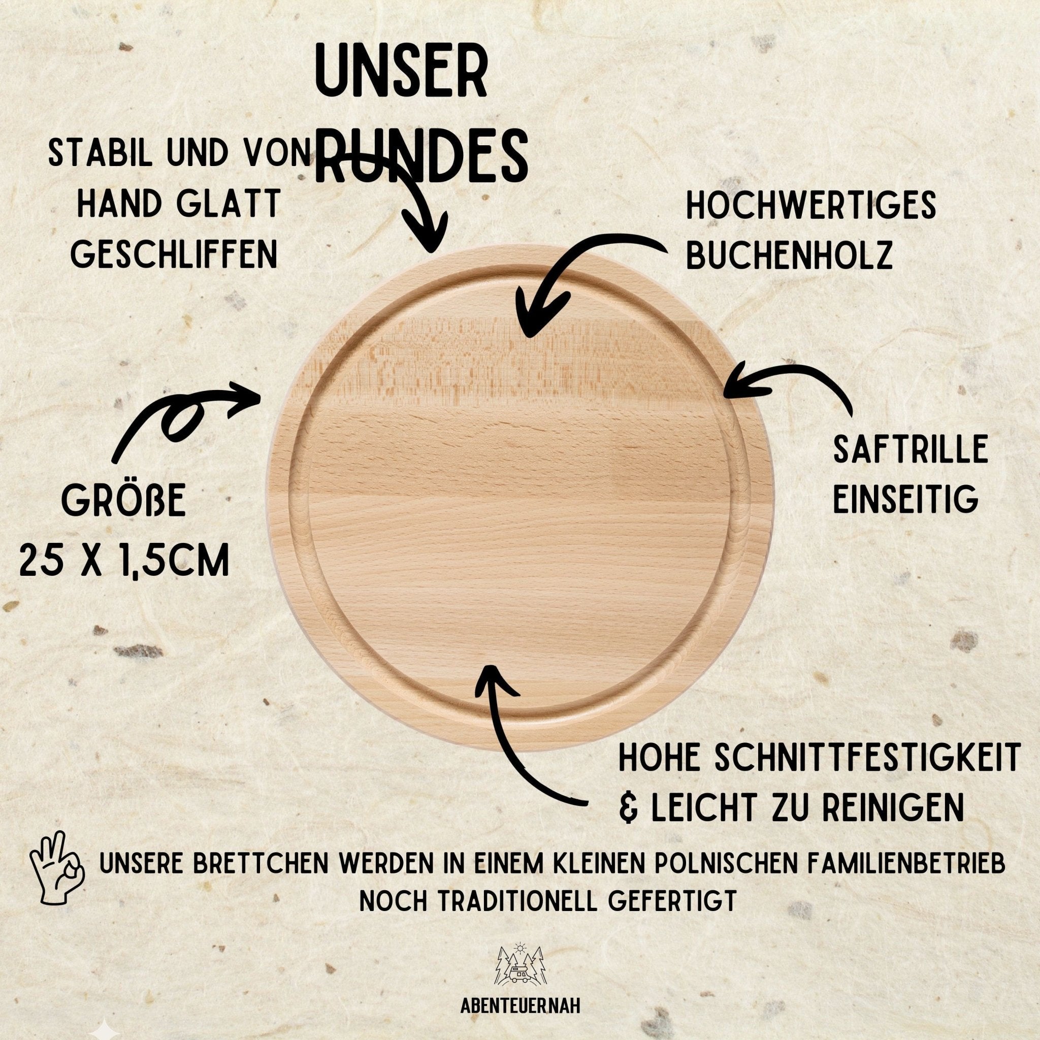 Rundes Holzbrett - Hirschkopf gezeichnet - Abenteuernah