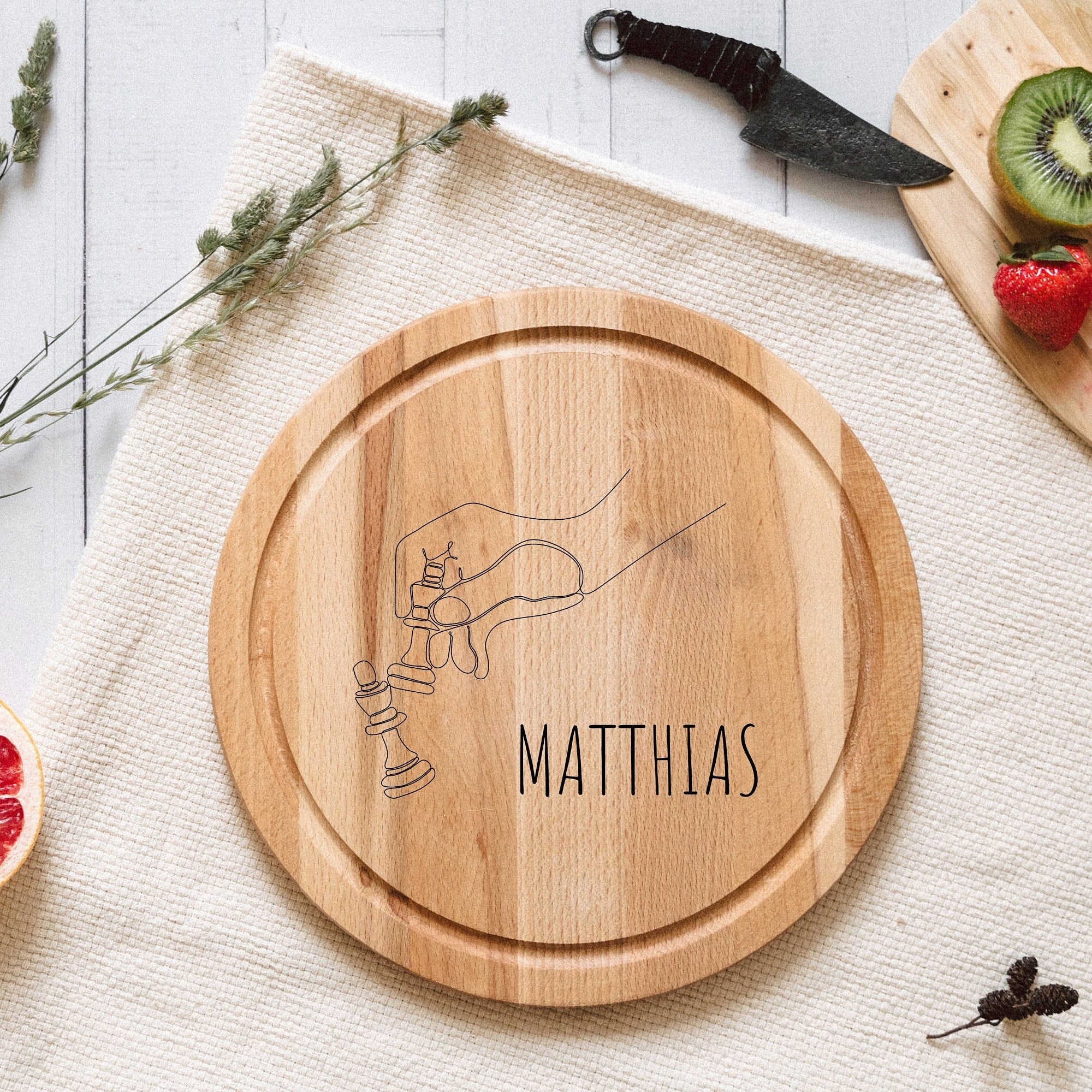 Rundes Holzbrett - Schachspiel - Abenteuernah