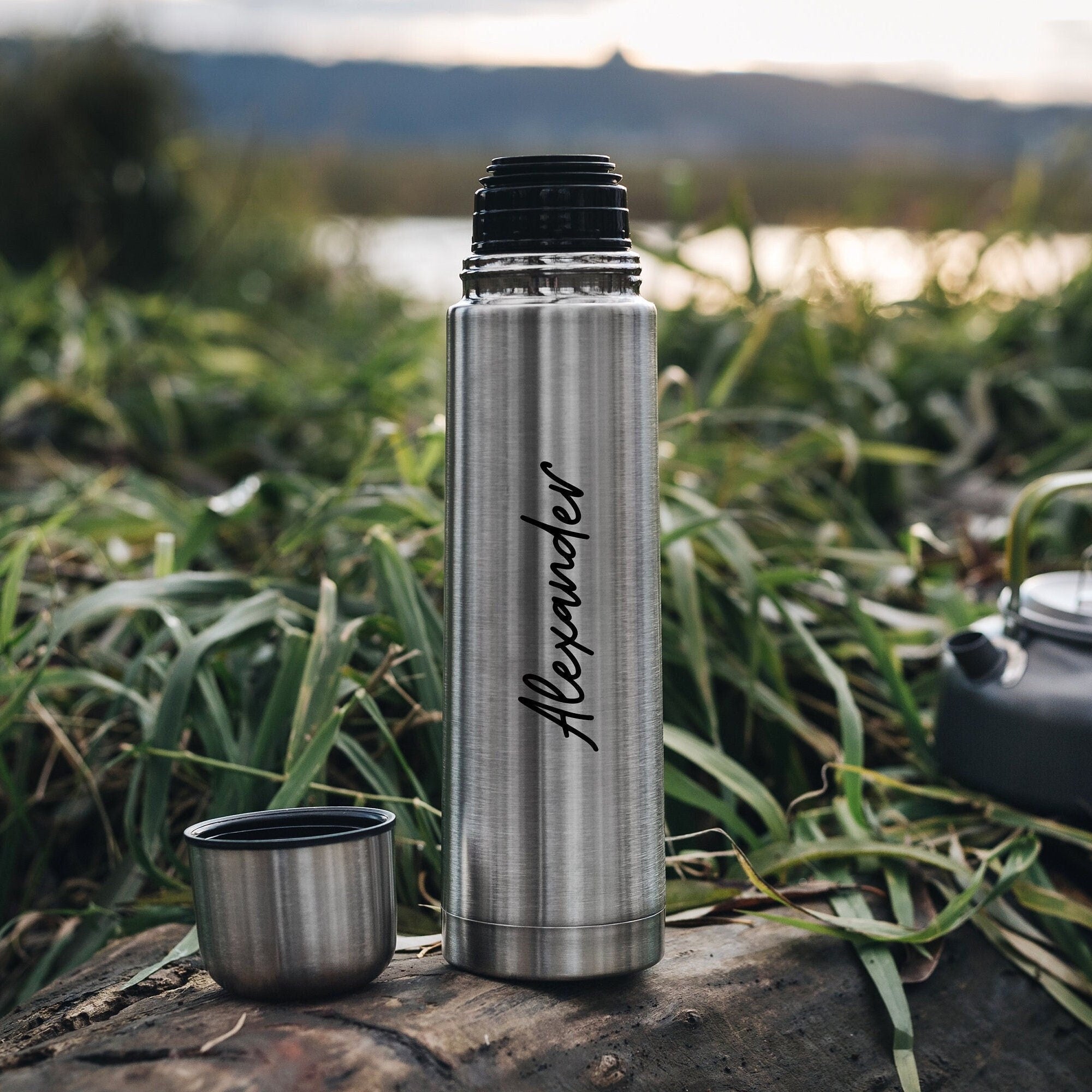 Thermosflasche Edelstahl - Name - Abenteuernah