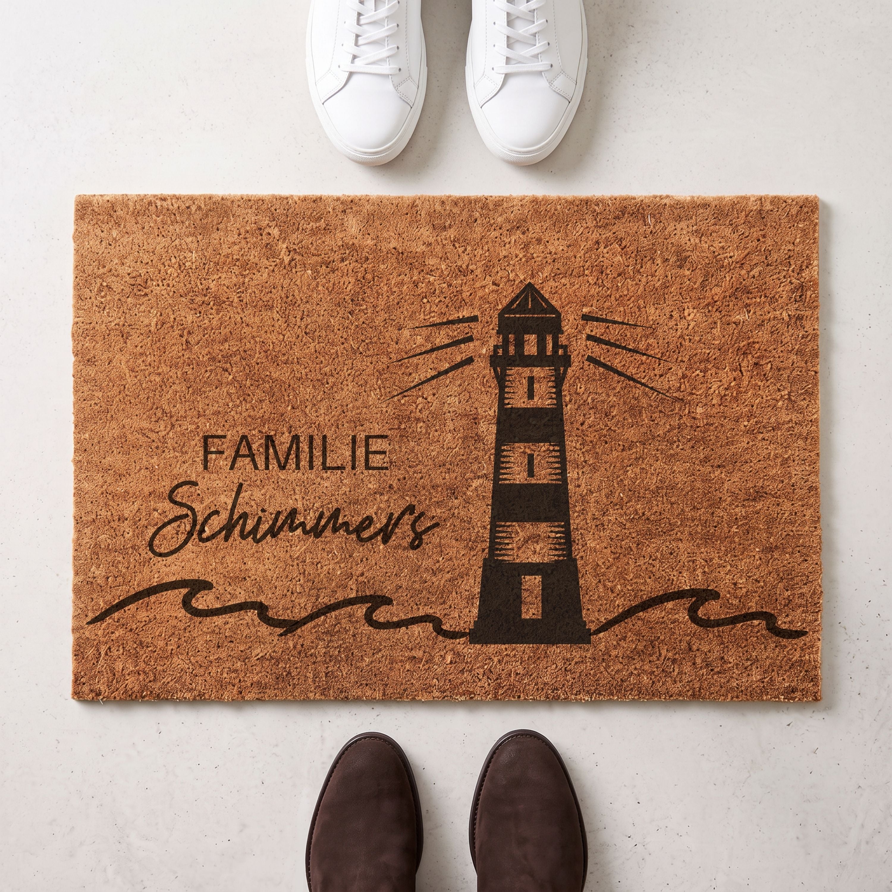 Kokos Fußmatte personalisiert - Leuchtturm