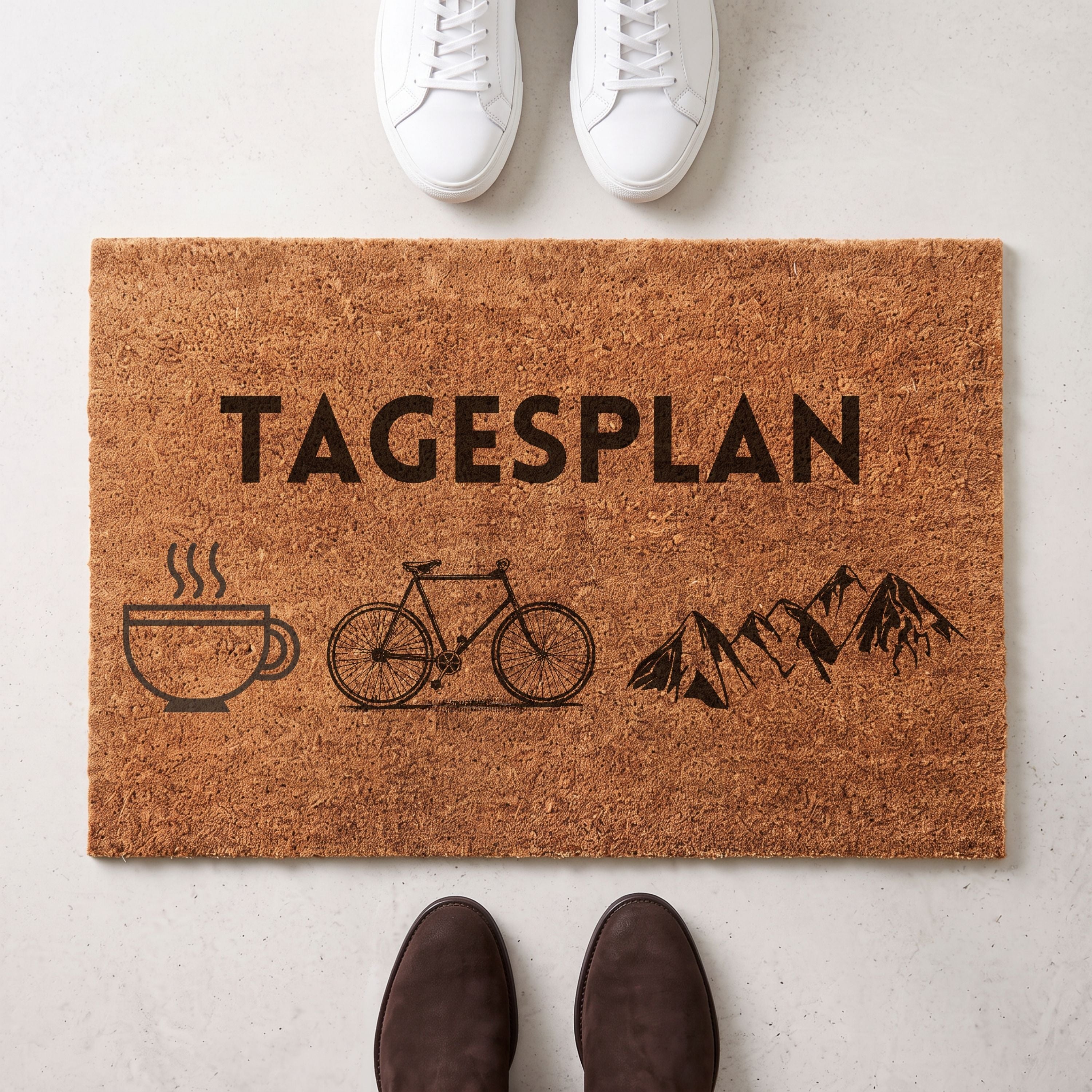 Kokos Fußmatte - Kaffee Fahrrad Berge