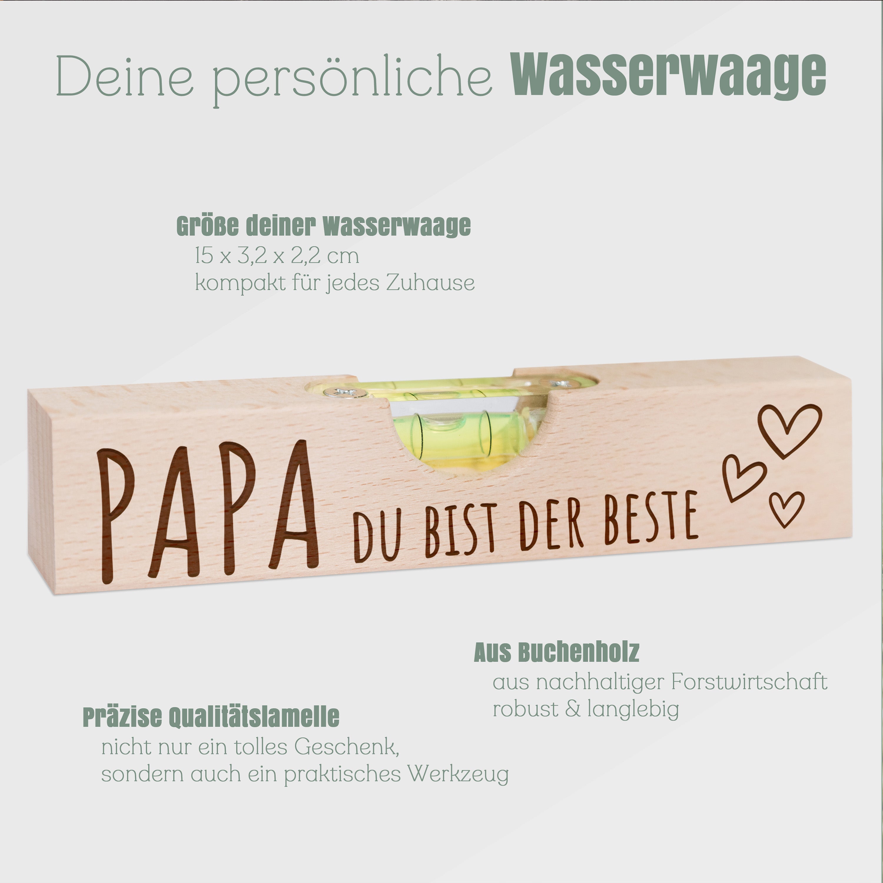 Wasserwaage Holz - Papa du bist der Beste