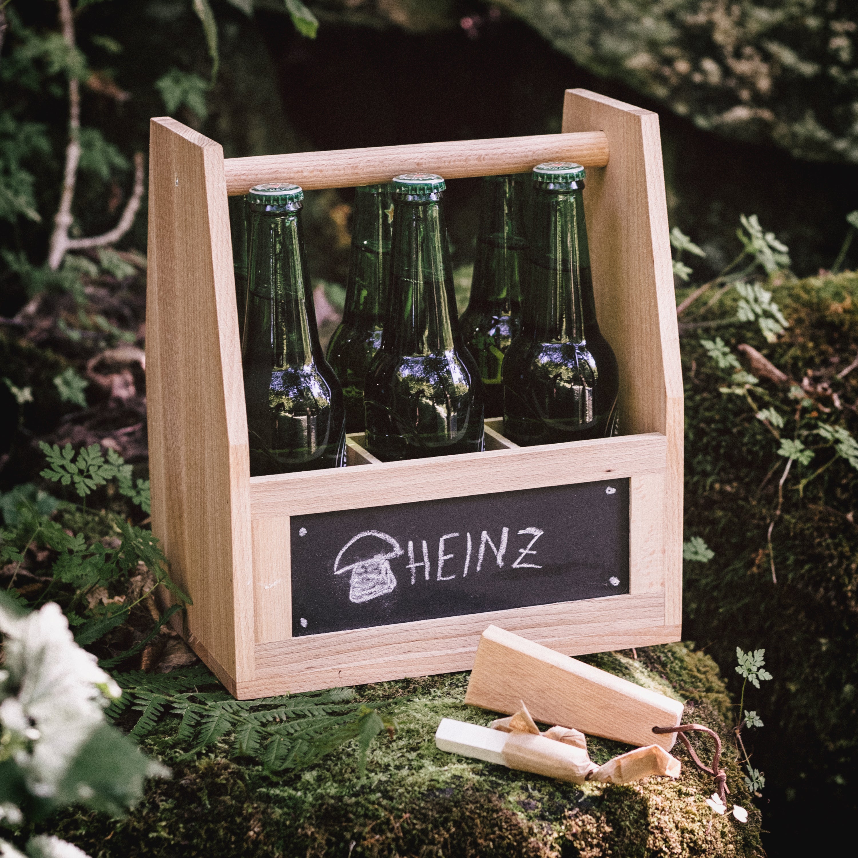 Bierträger Holz mit Tafel
