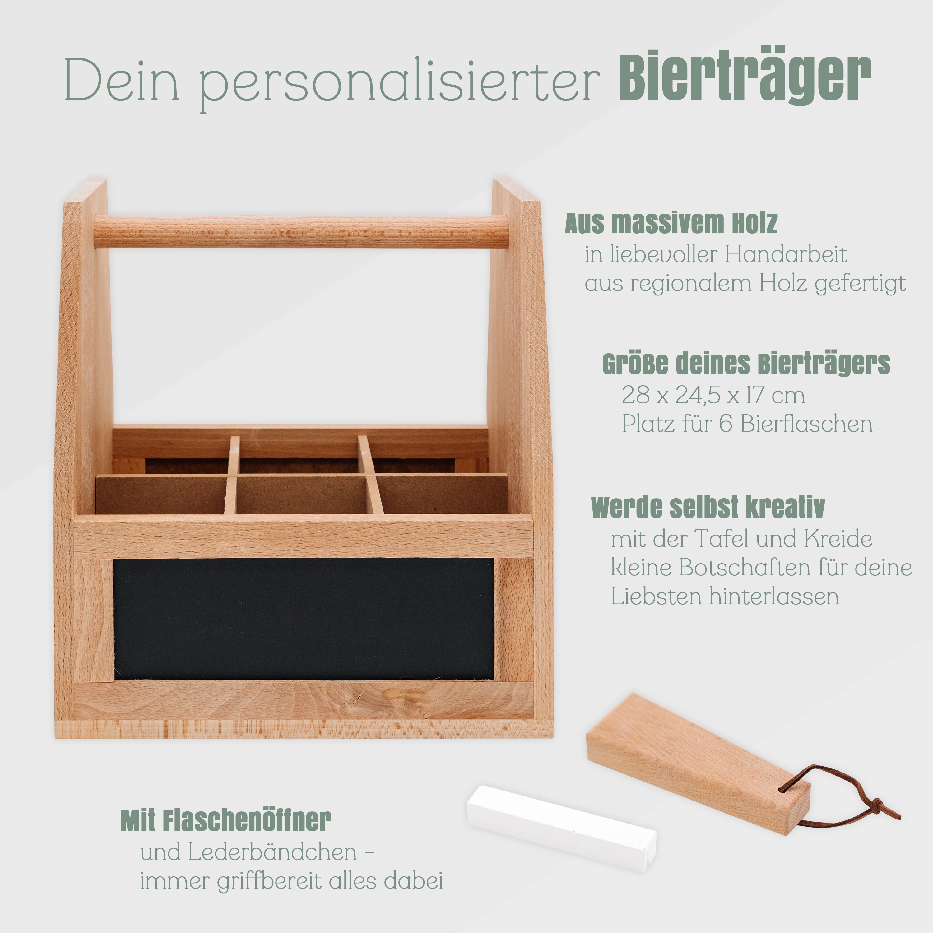 Bierträger Holz mit Tafel