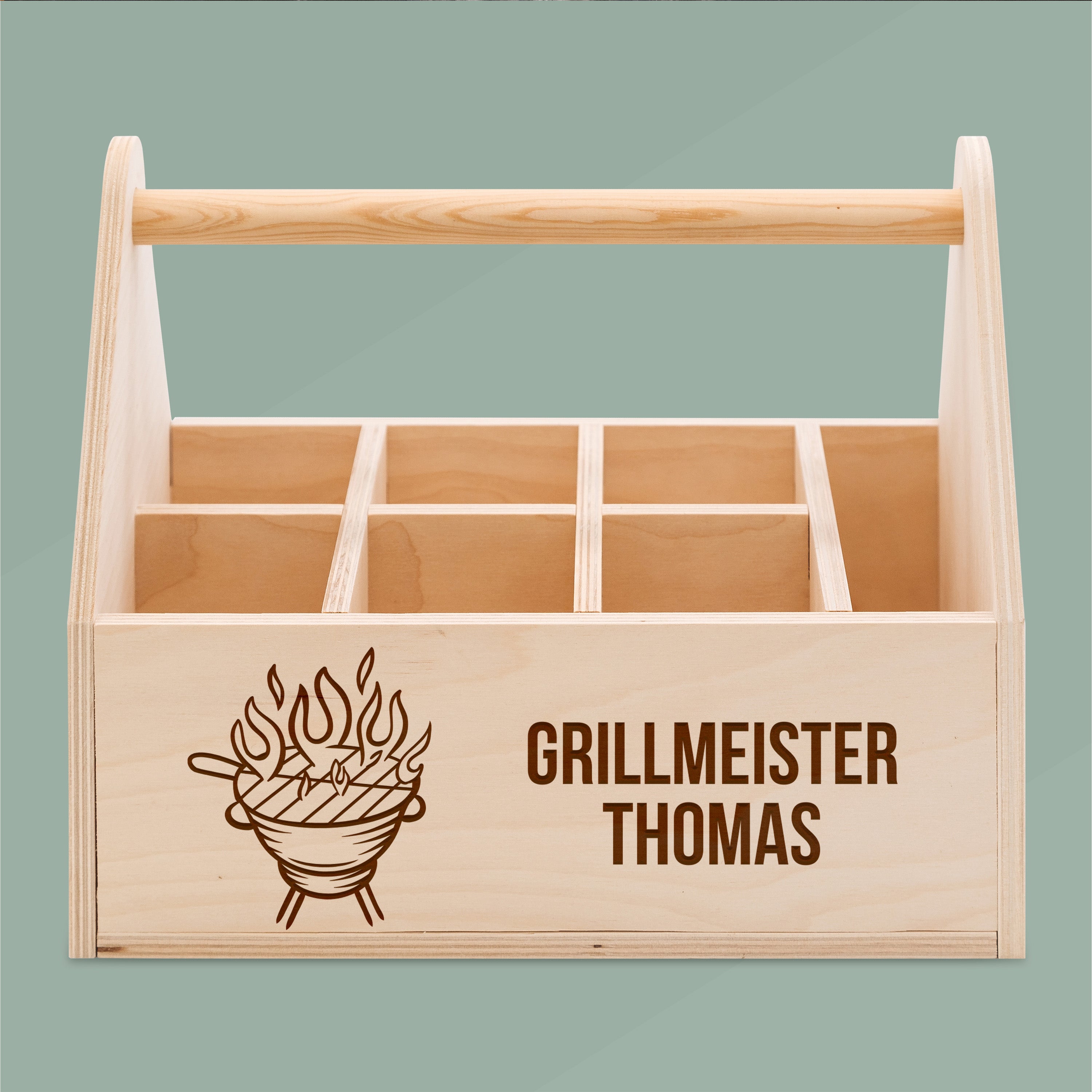 Grill-Caddy aus Holz - Grillmeister Wunschname Grill