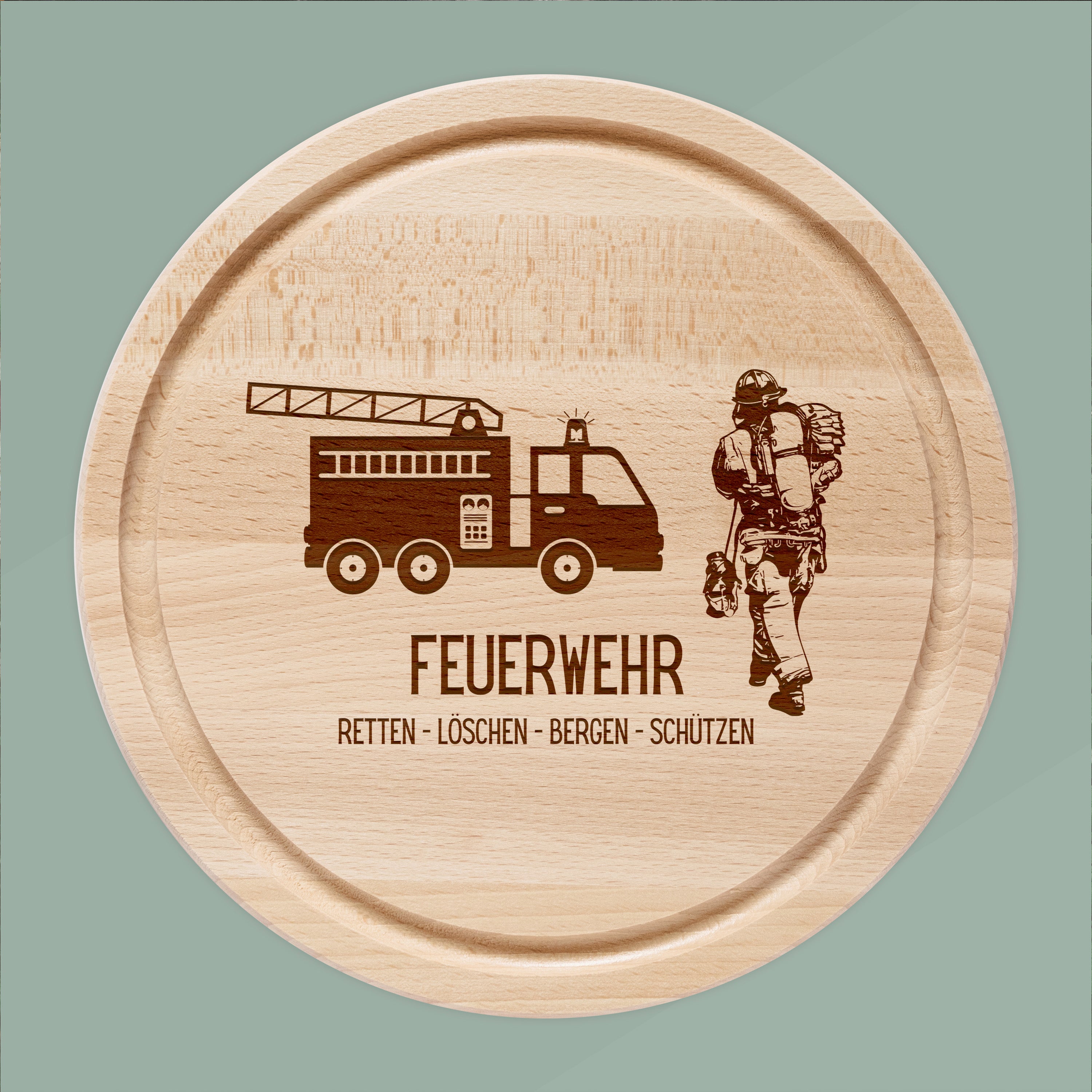 Rundes Holzbrett - Feuerwehr