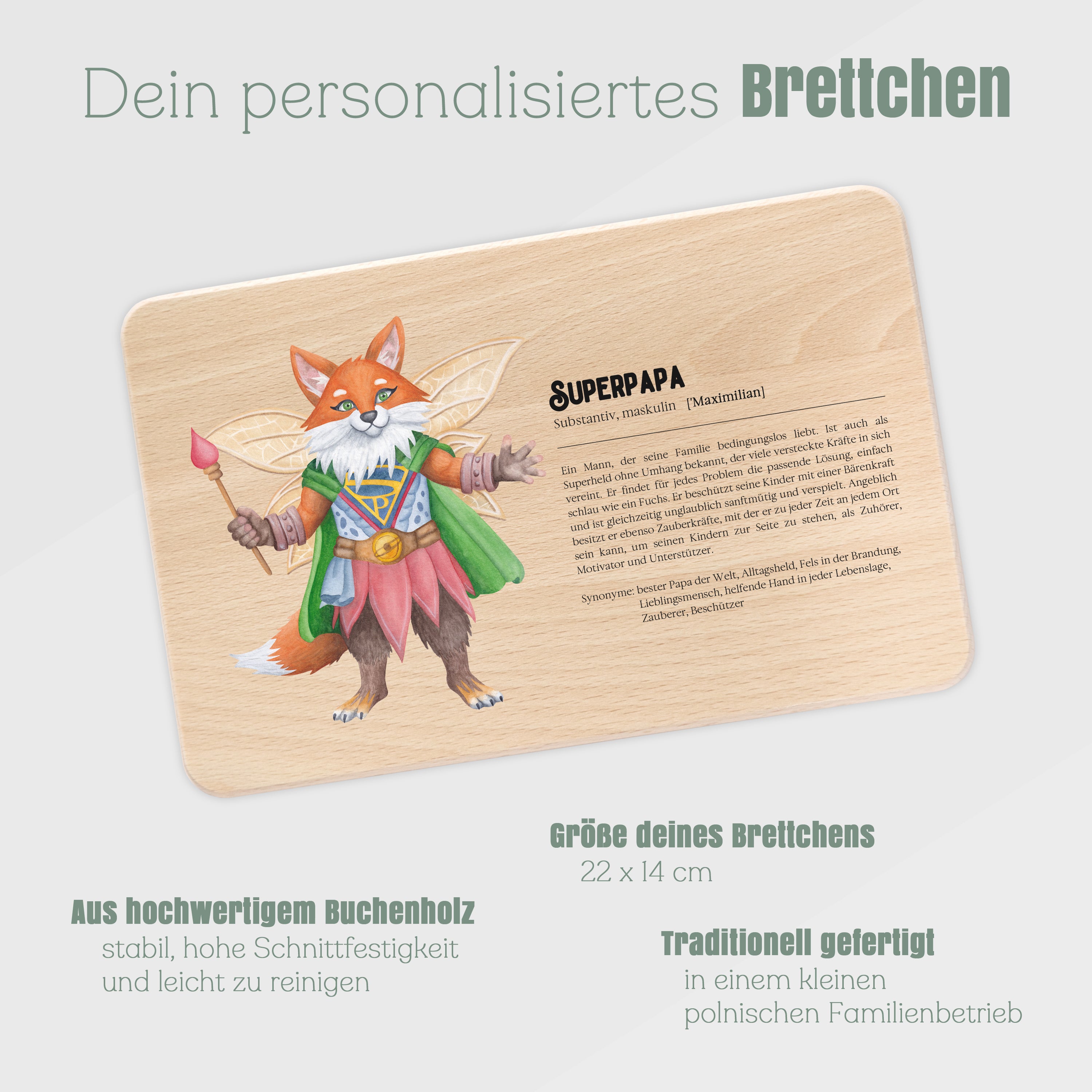 Frühstücksbrett Holz - Definition Superpapa Fuchs