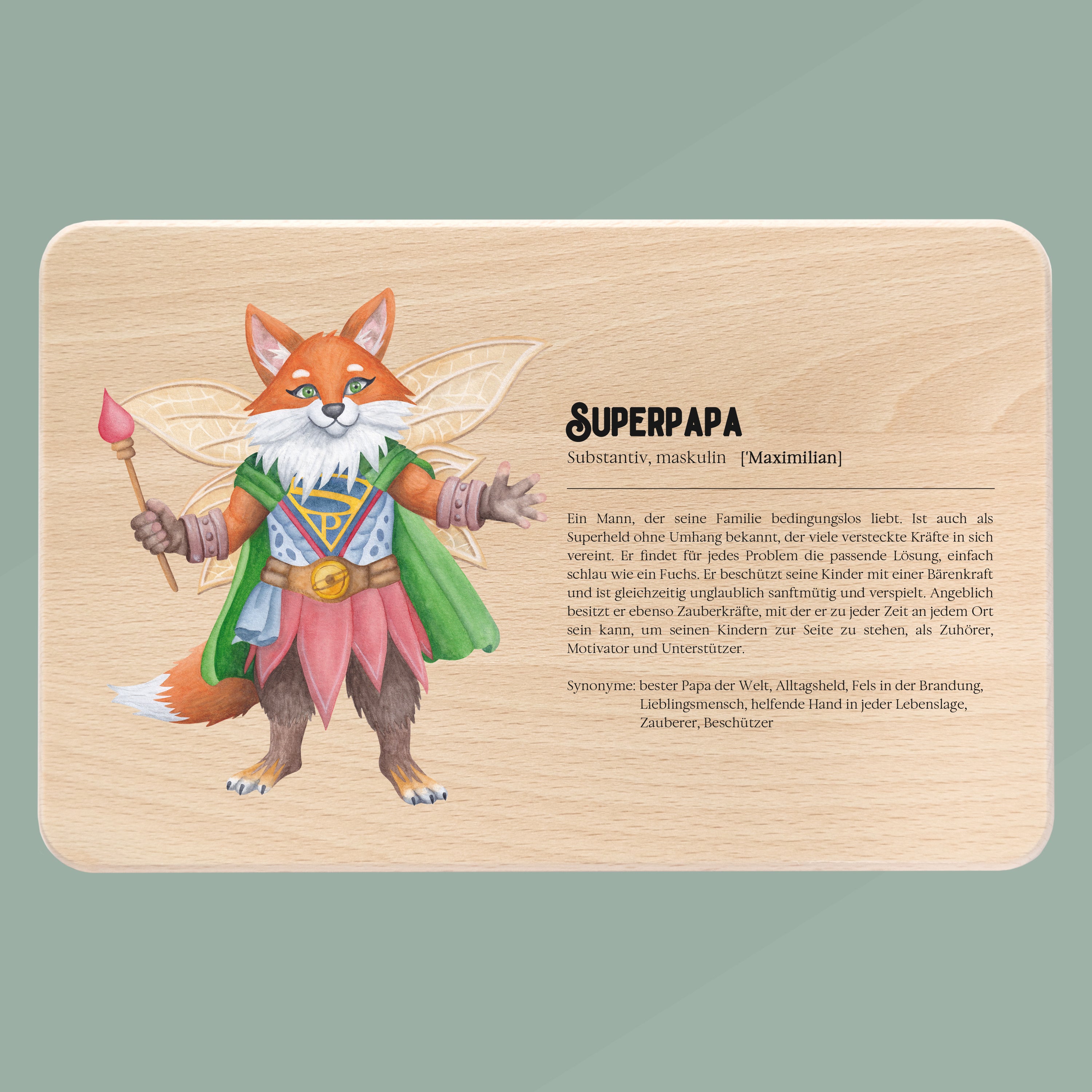 Frühstücksbrett Holz - Definition Superpapa Fuchs