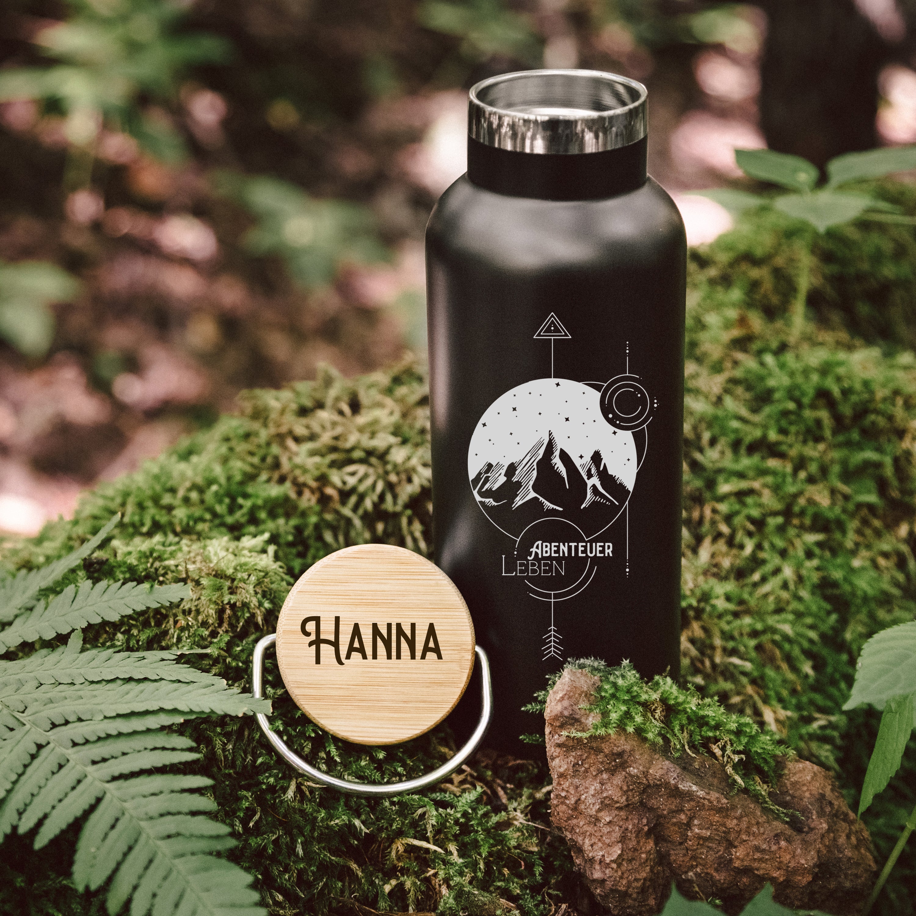 Trinkflasche Edelstahl - Landschaft Geo