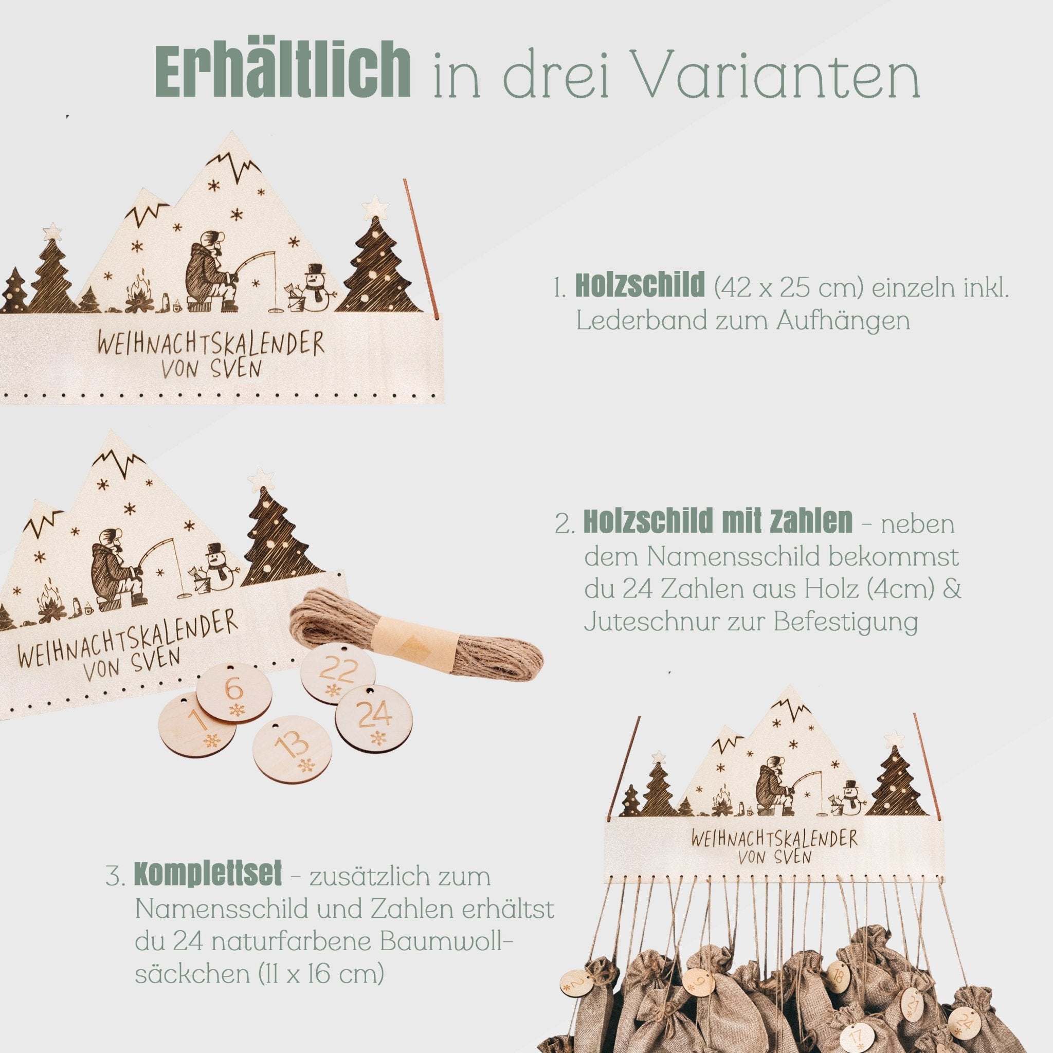 Adventskalender - Eis - Angeln Landschaft mit Wunschnamen - Abenteuernah