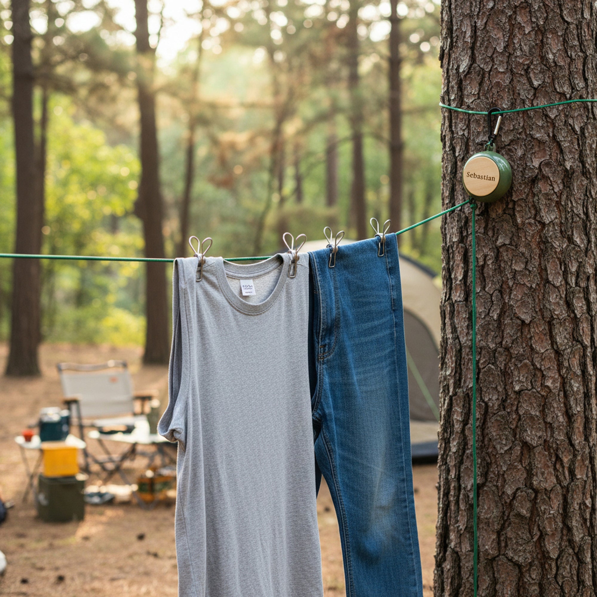 Ausziehbare Wäscheleine mit Wunschname - Abenteuernah