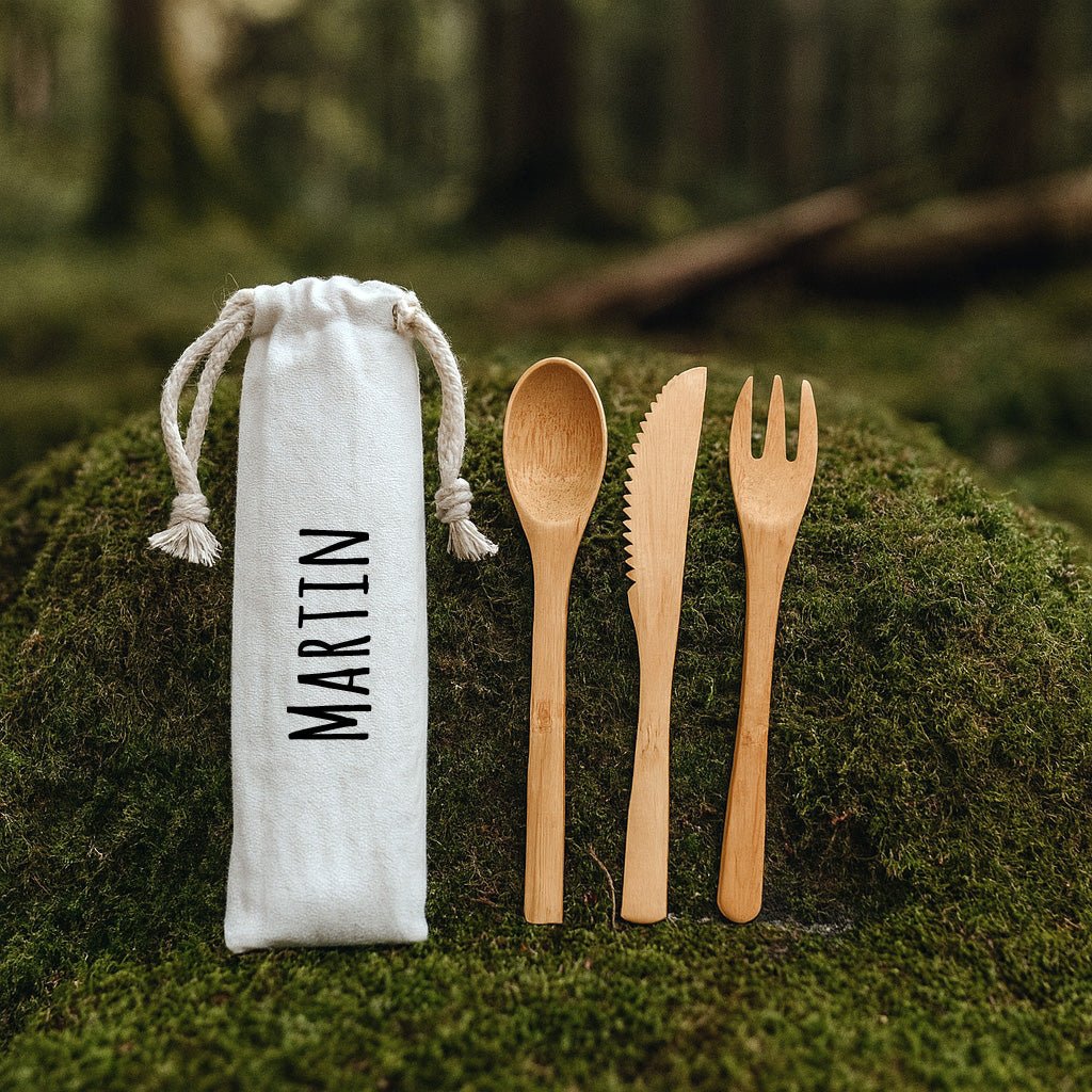 Besteckset mit Tasche - Wunschname - Abenteuernah