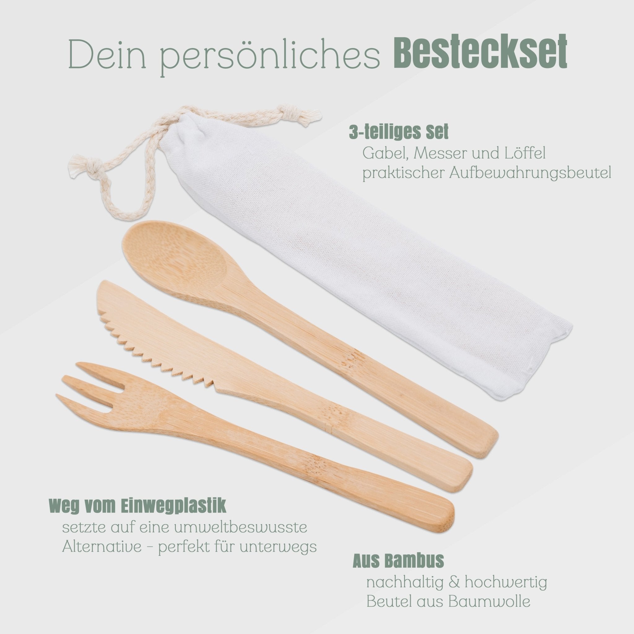 Besteckset mit Tasche - Wunschname - Abenteuernah