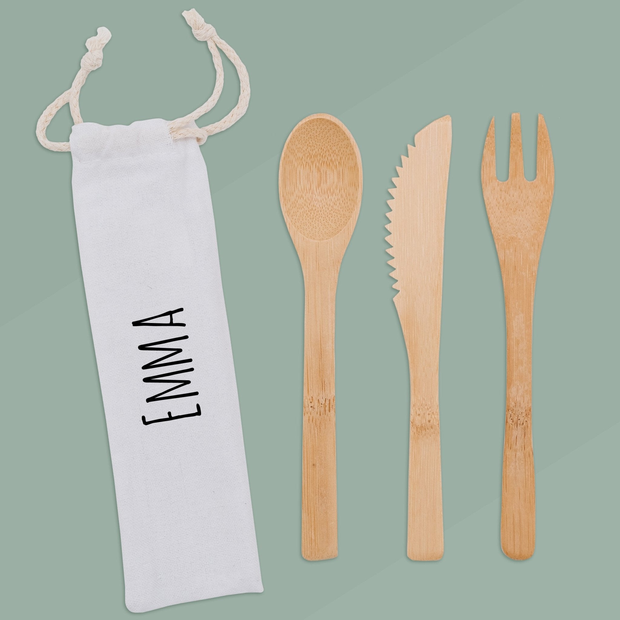 Besteckset mit Tasche - Wunschname - Abenteuernah