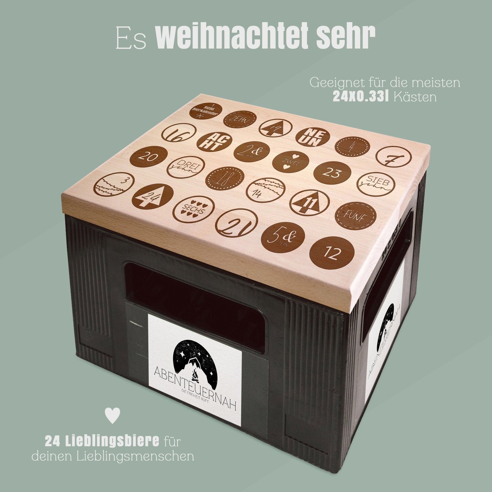 Bierkastensitz Holz - Adventskalender mit Wunschname - Abenteuernah