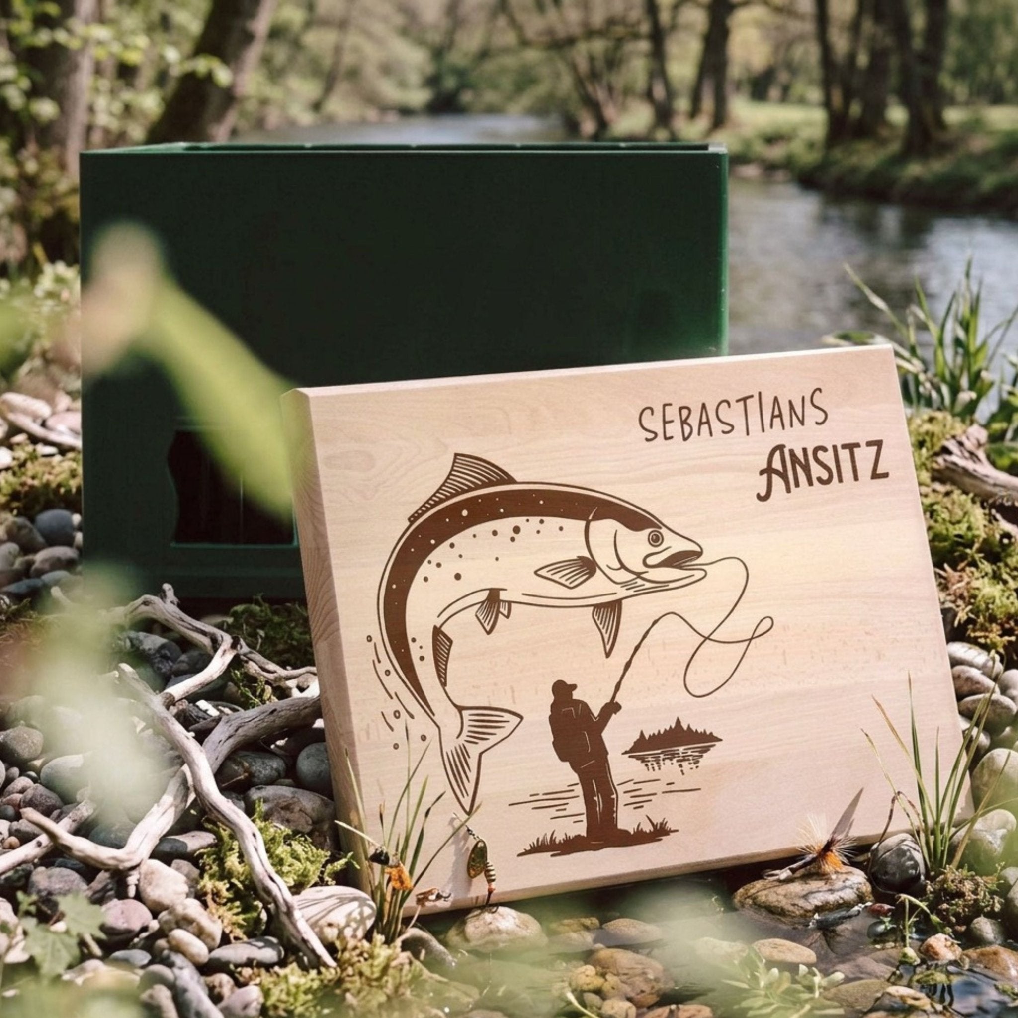 Bierkastensitz Holz - Ansitz für Angler - Abenteuernah