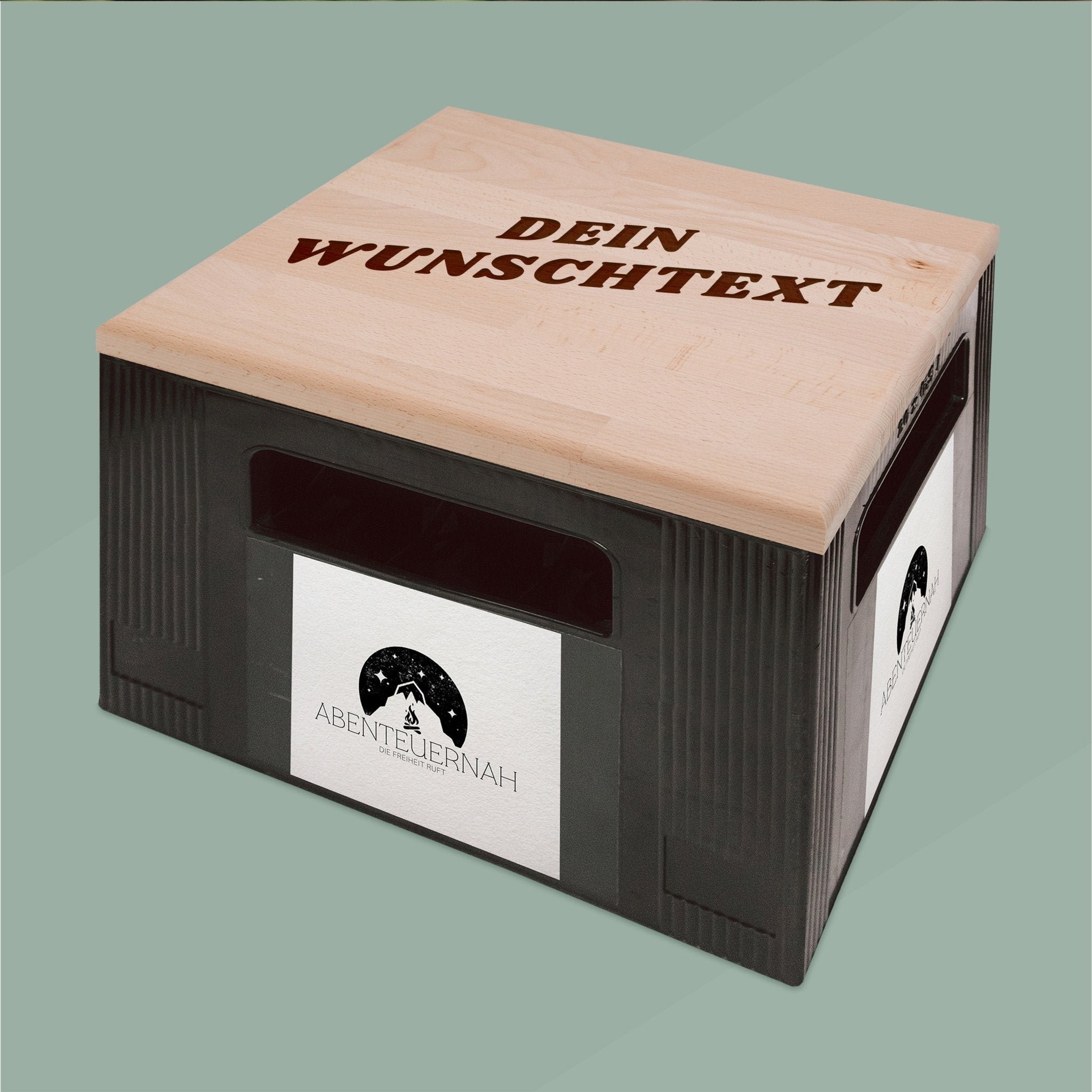 Bierkastensitz Holz - Dein Wunschtext - Abenteuernah