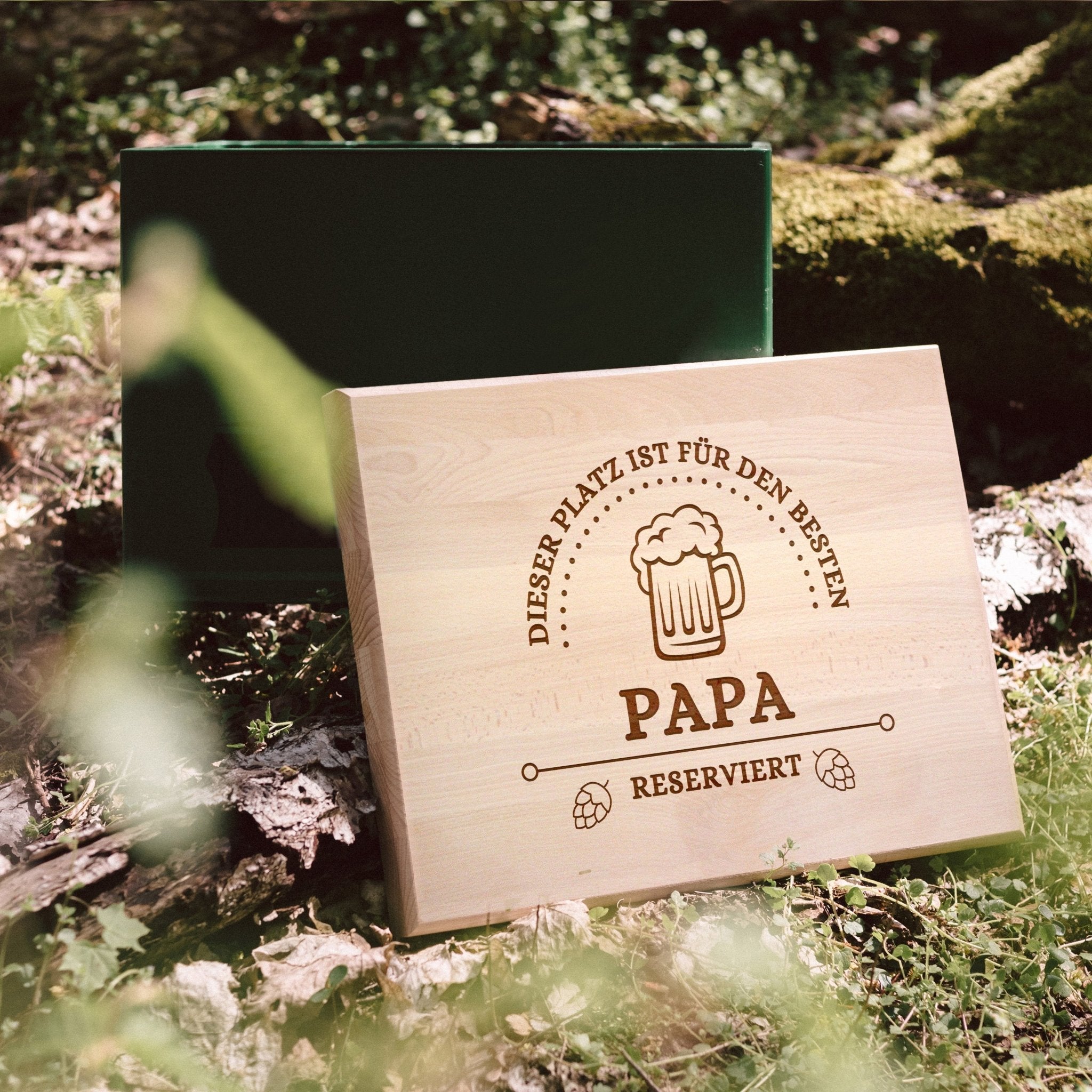 Bierkastensitz Holz - Für Papa reserviert - Abenteuernah